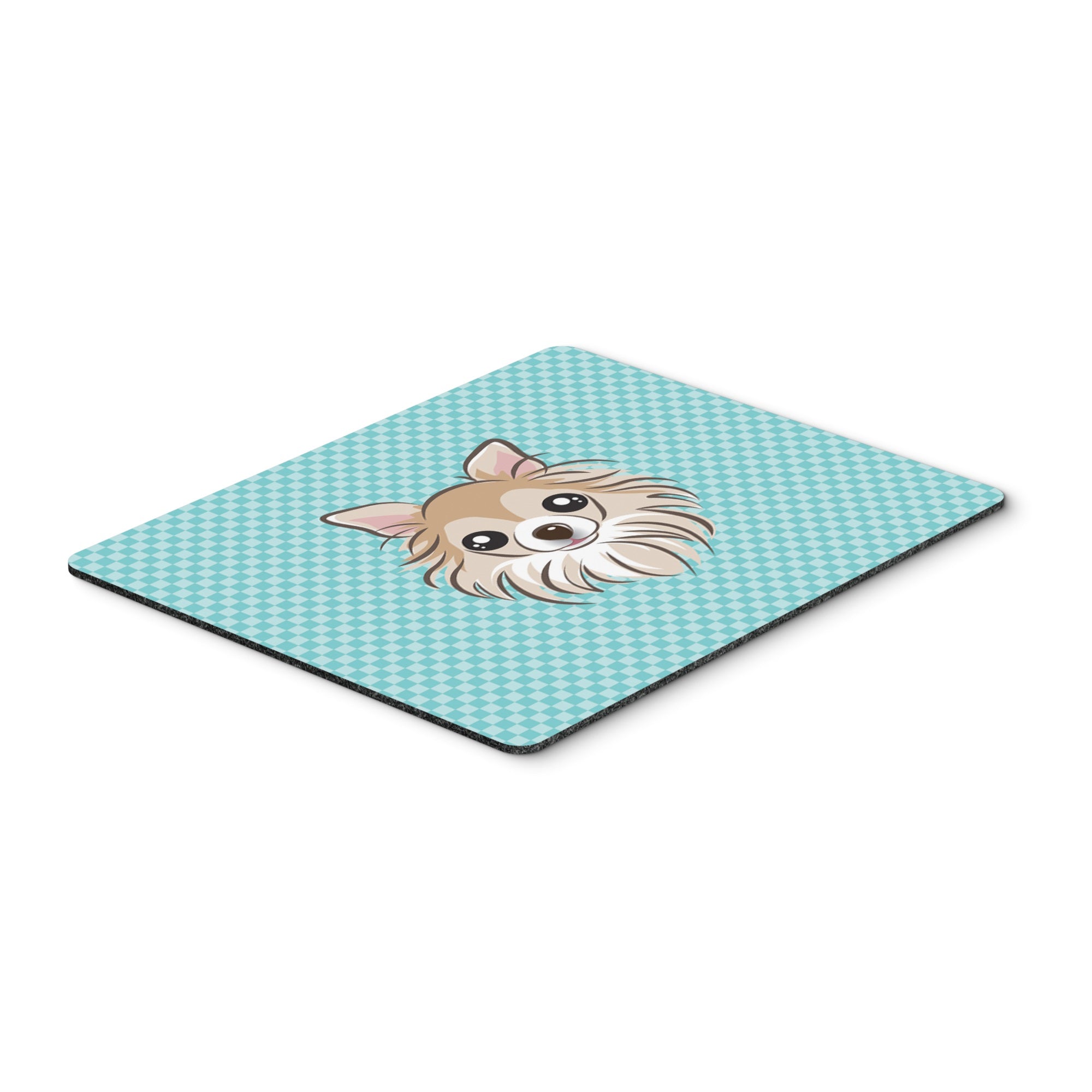 Checkerboard Blue Chihuahua Mouse Pad, Hot Pad Or Trivet