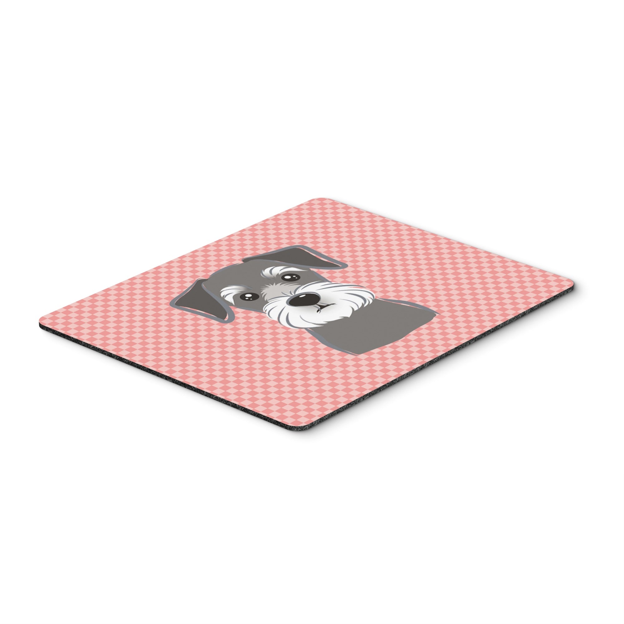 Checkerboard Pink Schnauzer Mouse Pad, Hot Pad Or Trivet
