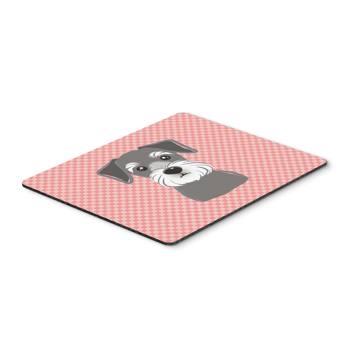 Checkerboard Pink Schnauzer Mouse Pad, Hot Pad Or Trivet