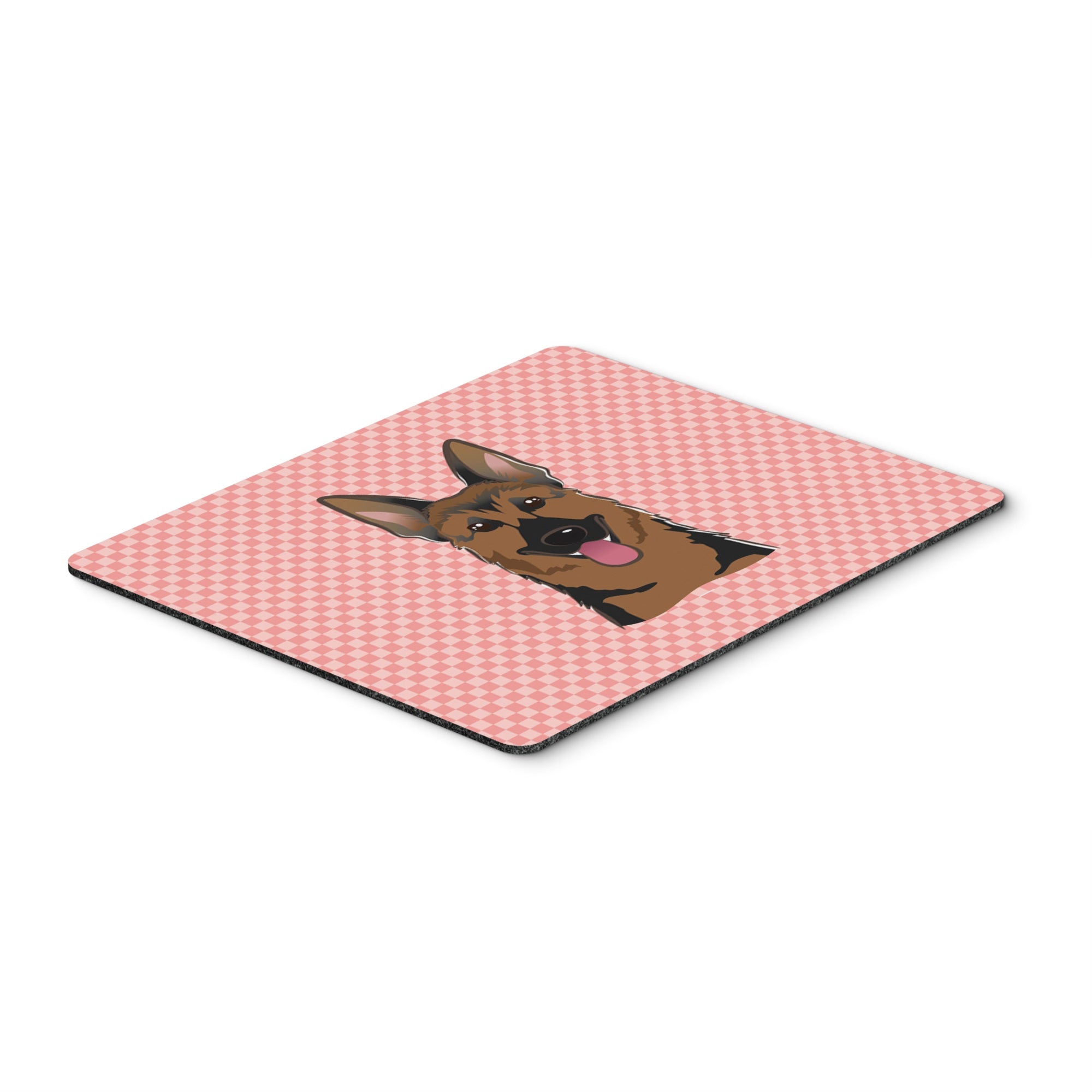 Checkerboard Pink German Shepherd Mouse Pad, Hot Pad Or Trivet
