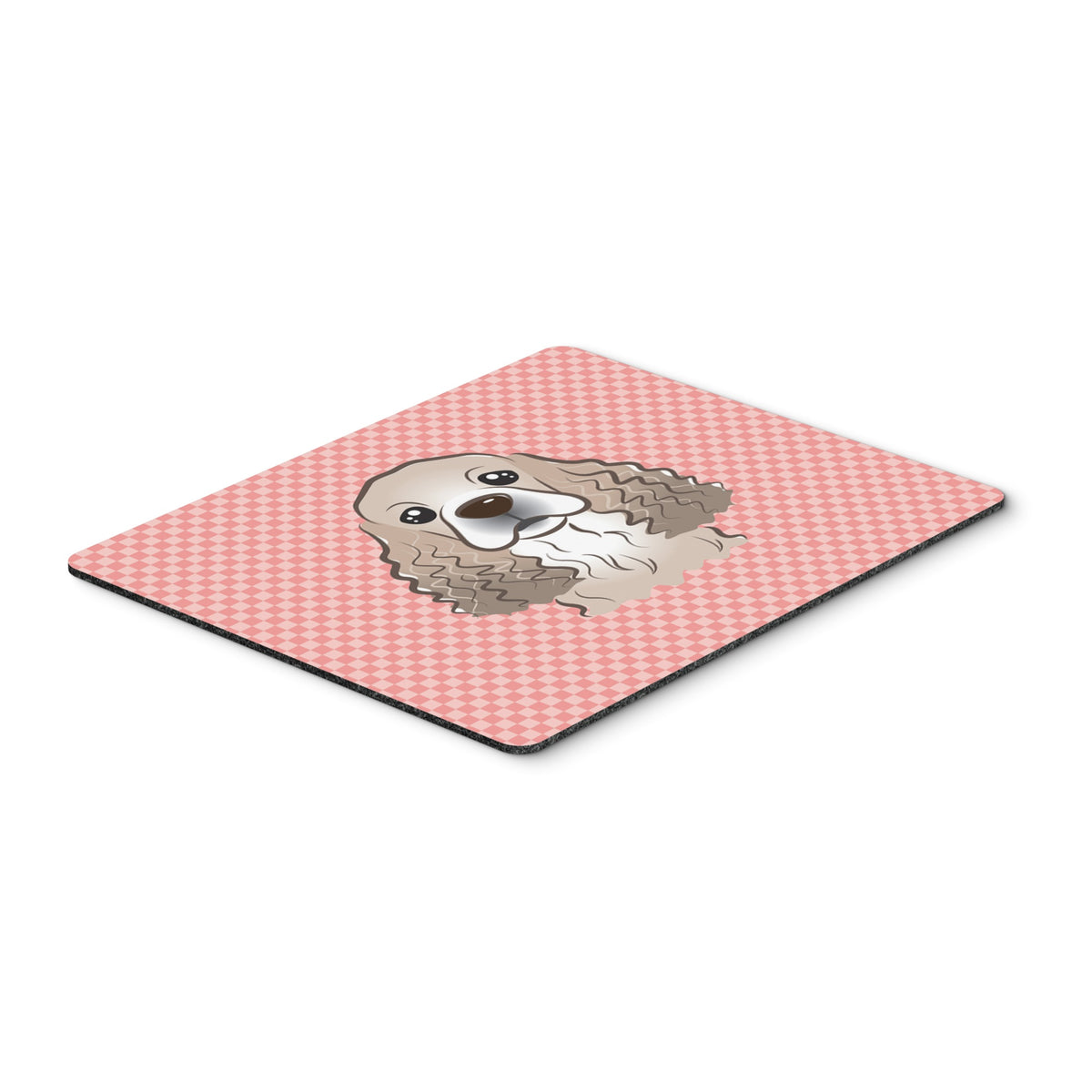Checkerboard Pink Cocker Spaniel Mouse Pad, Hot Pad Or Trivet