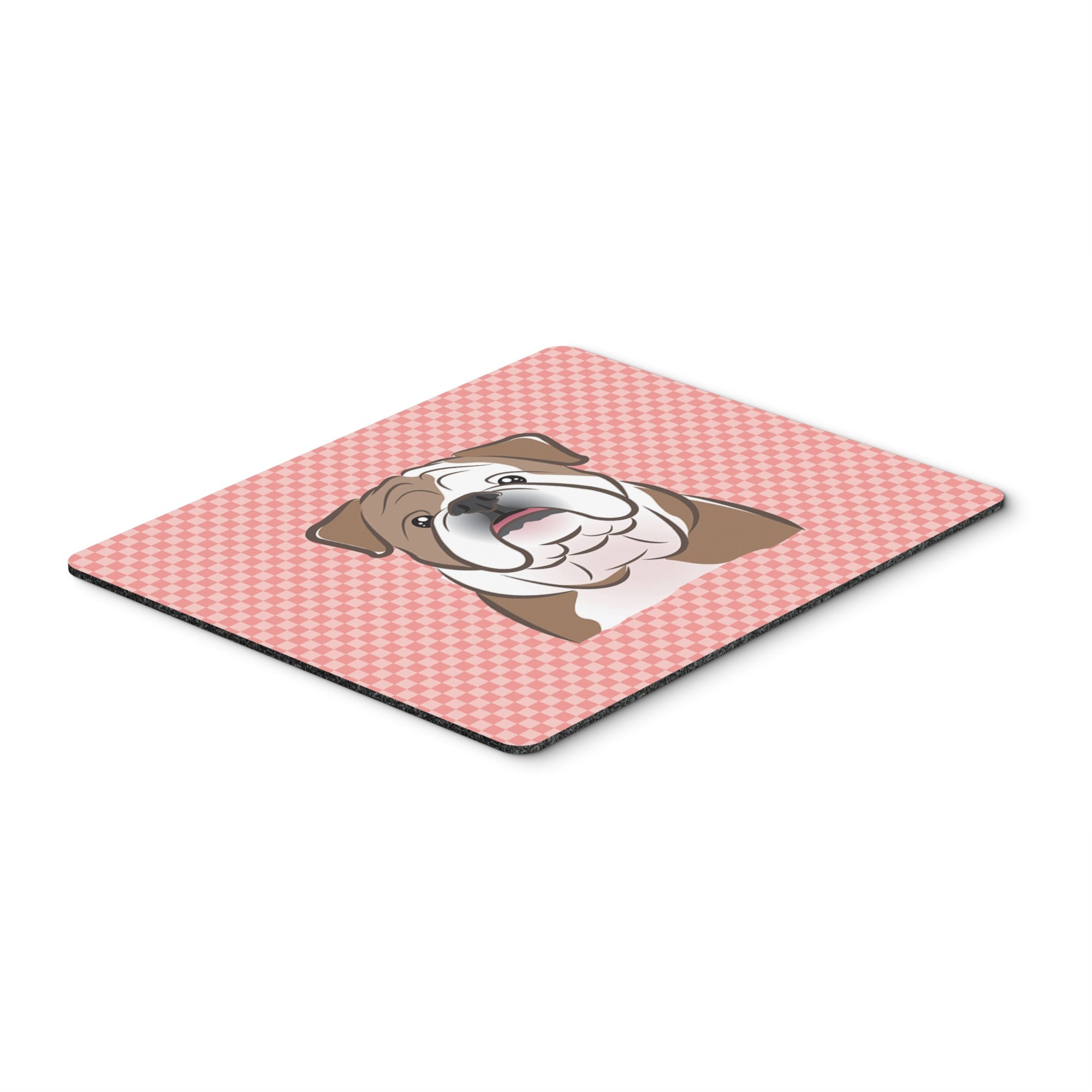 Checkerboard Pink English Bulldog  Mouse Pad, Hot Pad Or Trivet