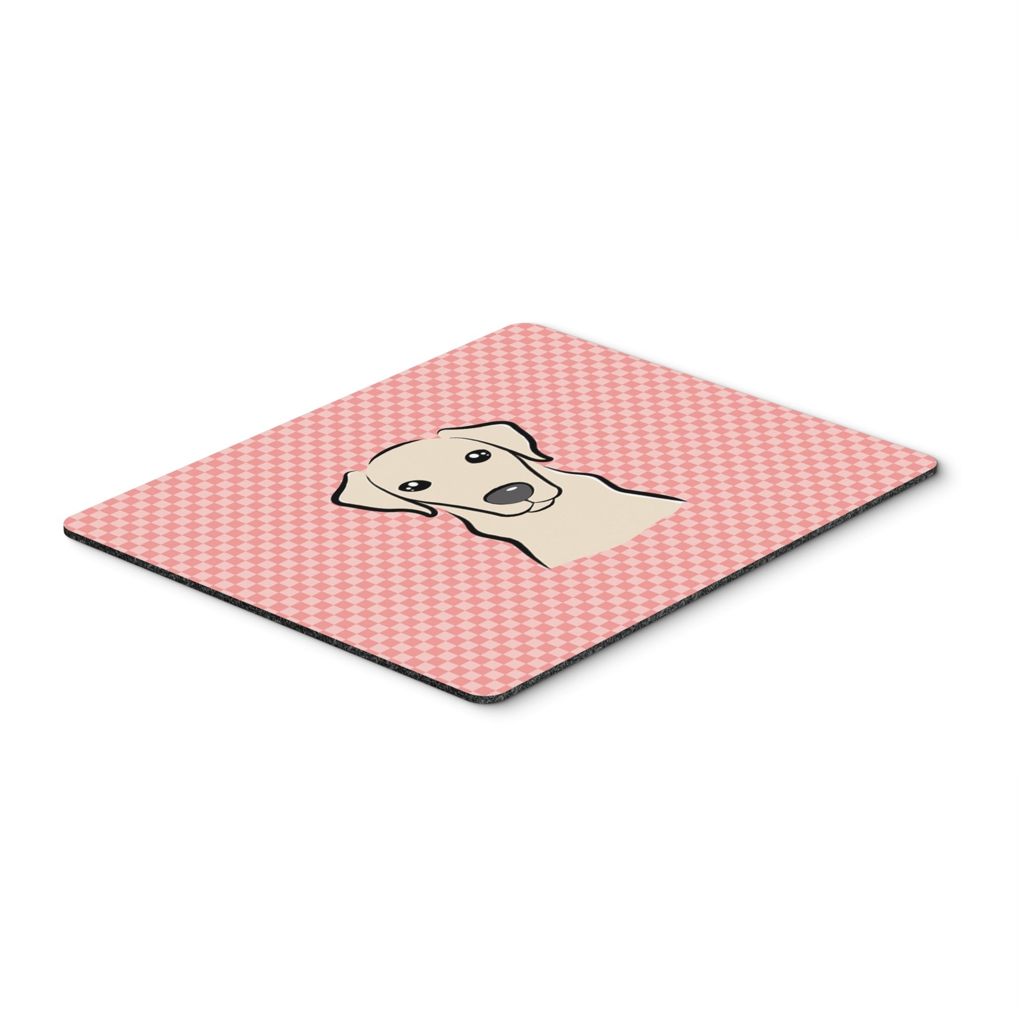 Checkerboard Pink Yellow Labrador Mouse Pad, Hot Pad Or Trivet