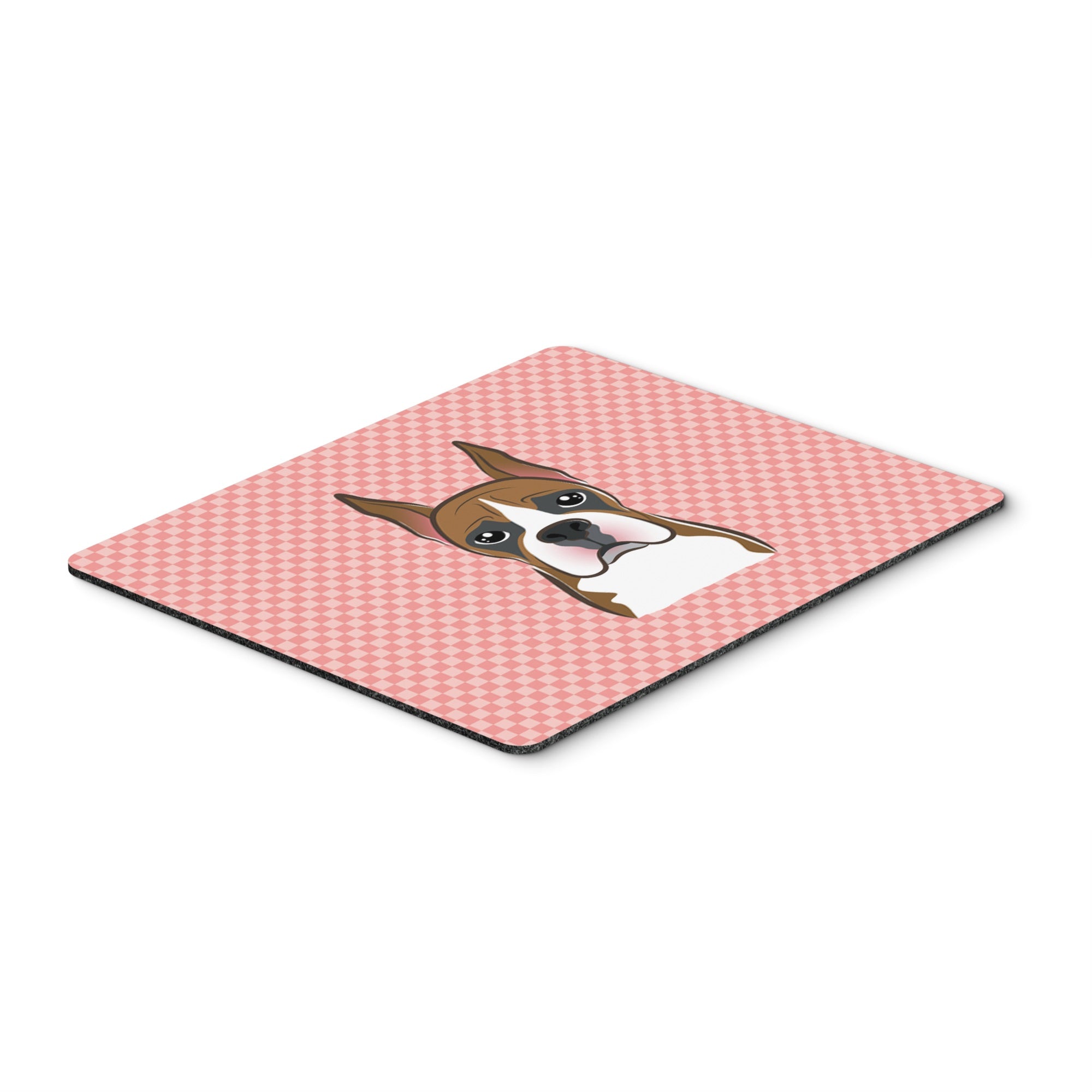 Checkerboard Pink Boxer Mouse Pad, Hot Pad Or Trivet
