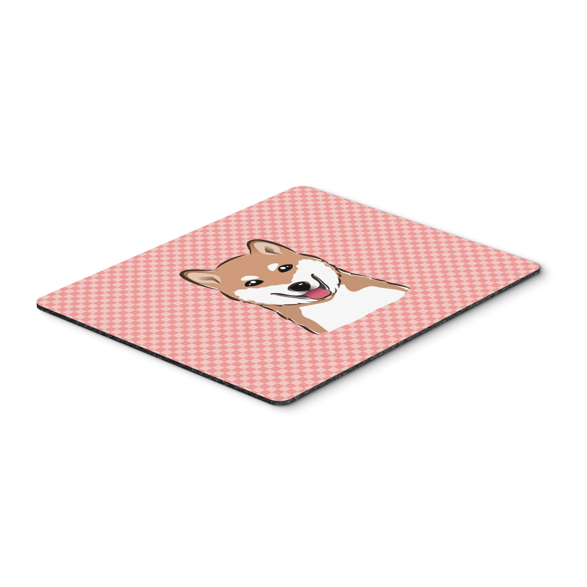 Checkerboard Pink Shiba Inu Mouse Pad, Hot Pad Or Trivet
