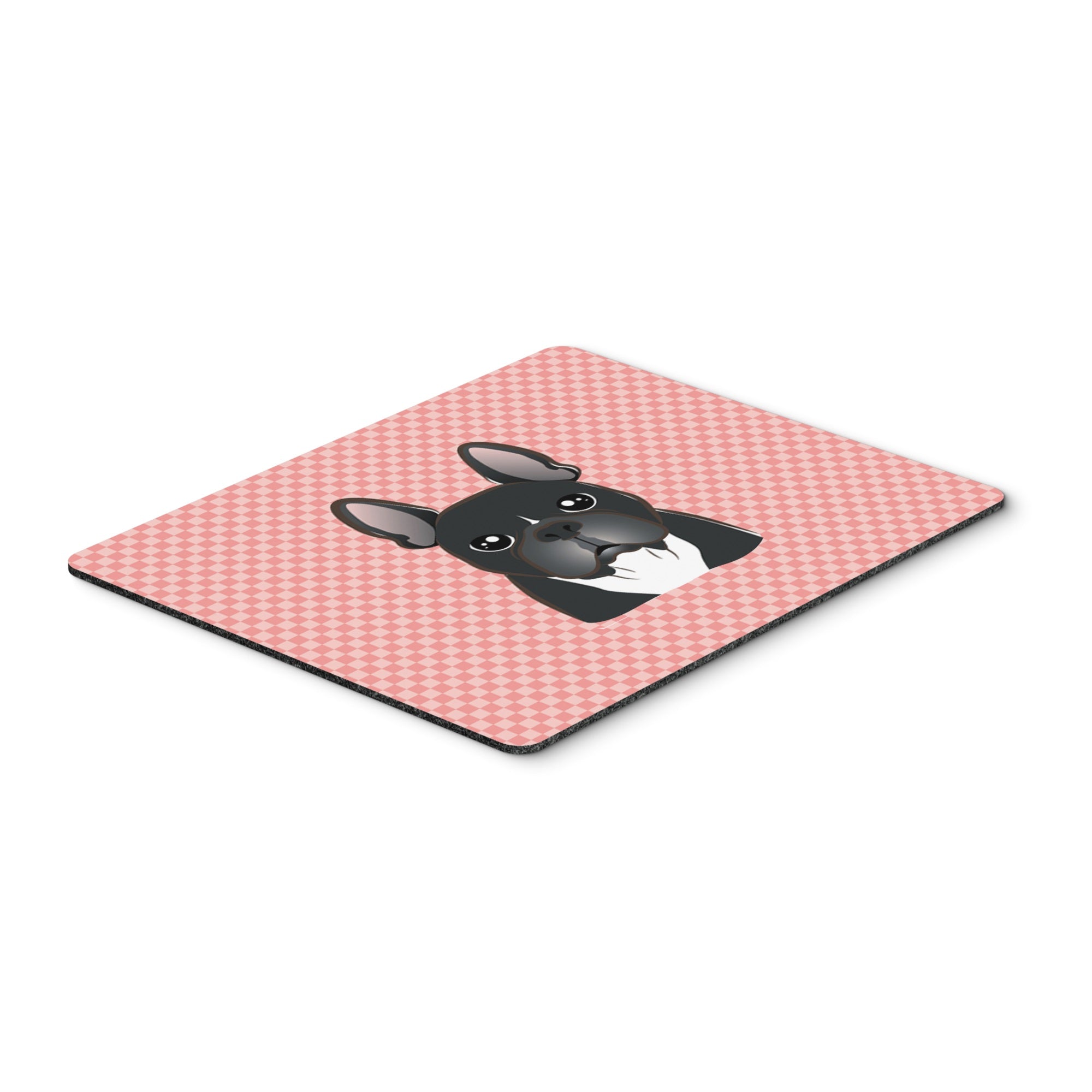 Checkerboard Pink French Bulldog Mouse Pad, Hot Pad Or Trivet