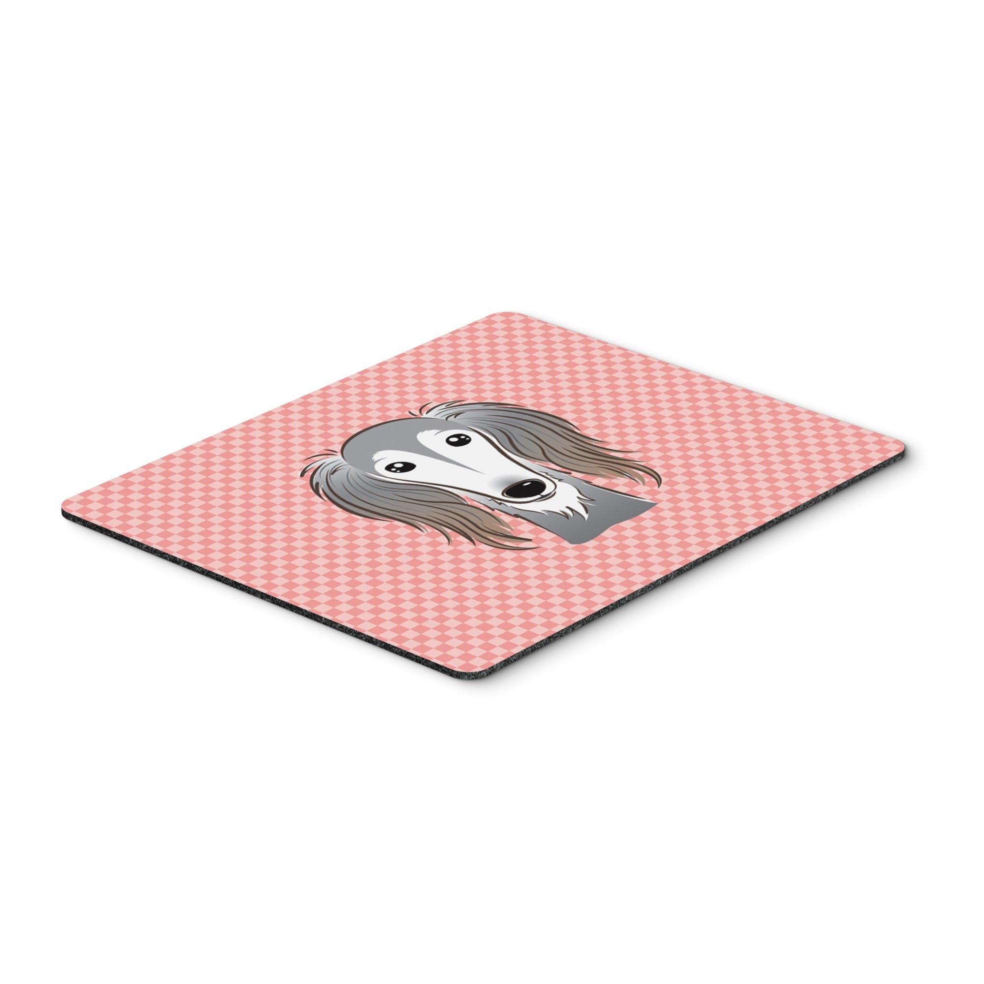 Checkerboard Pink Saluki Mouse Pad, Hot Pad Or Trivet
