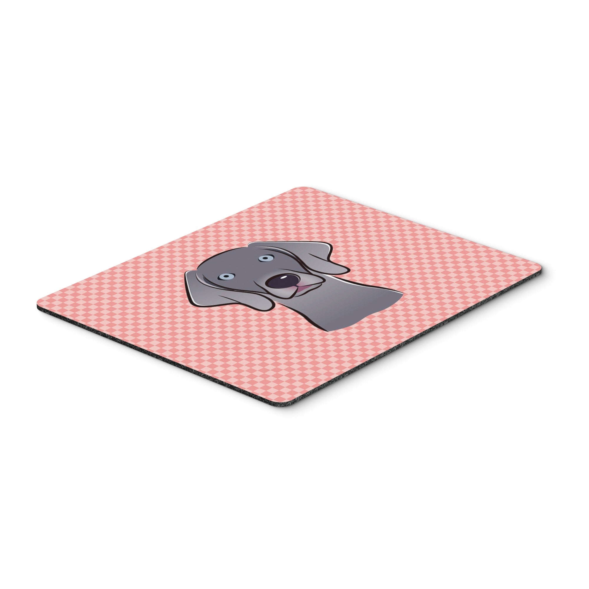 Checkerboard Pink  Weimaraner Mouse Pad, Hot Pad Or Trivet