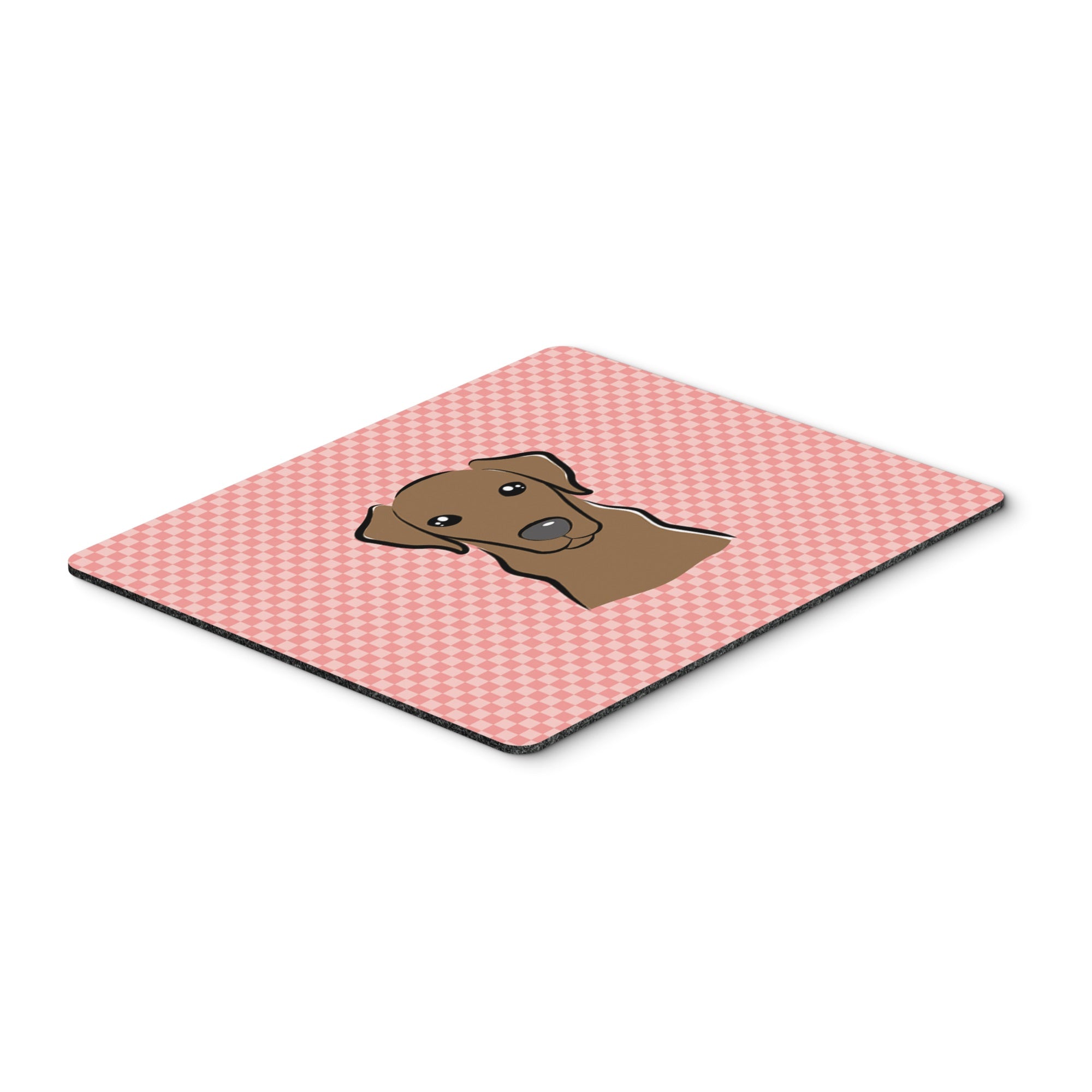 Checkerboard Pink Chocolate Labrador Mouse Pad, Hot Pad Or Trivet