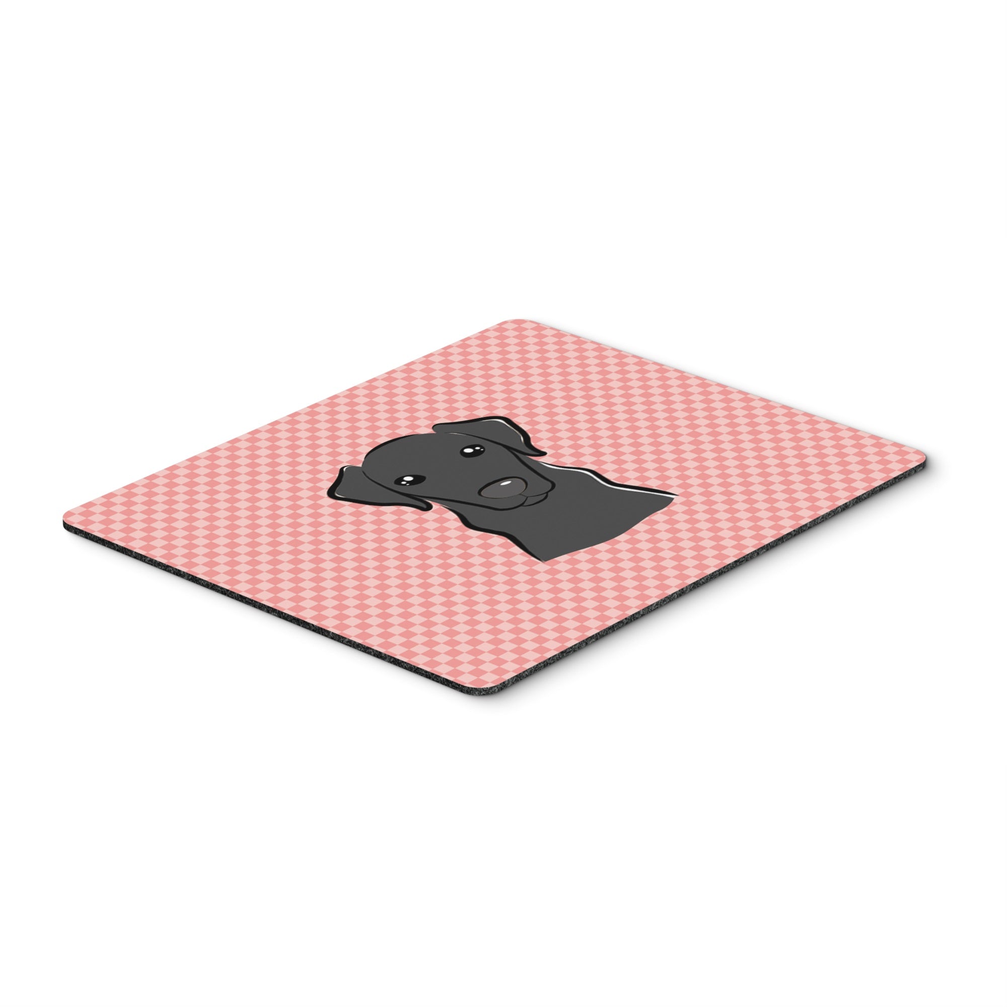 Checkerboard Pink Black Labrador Mouse Pad, Hot Pad Or Trivet