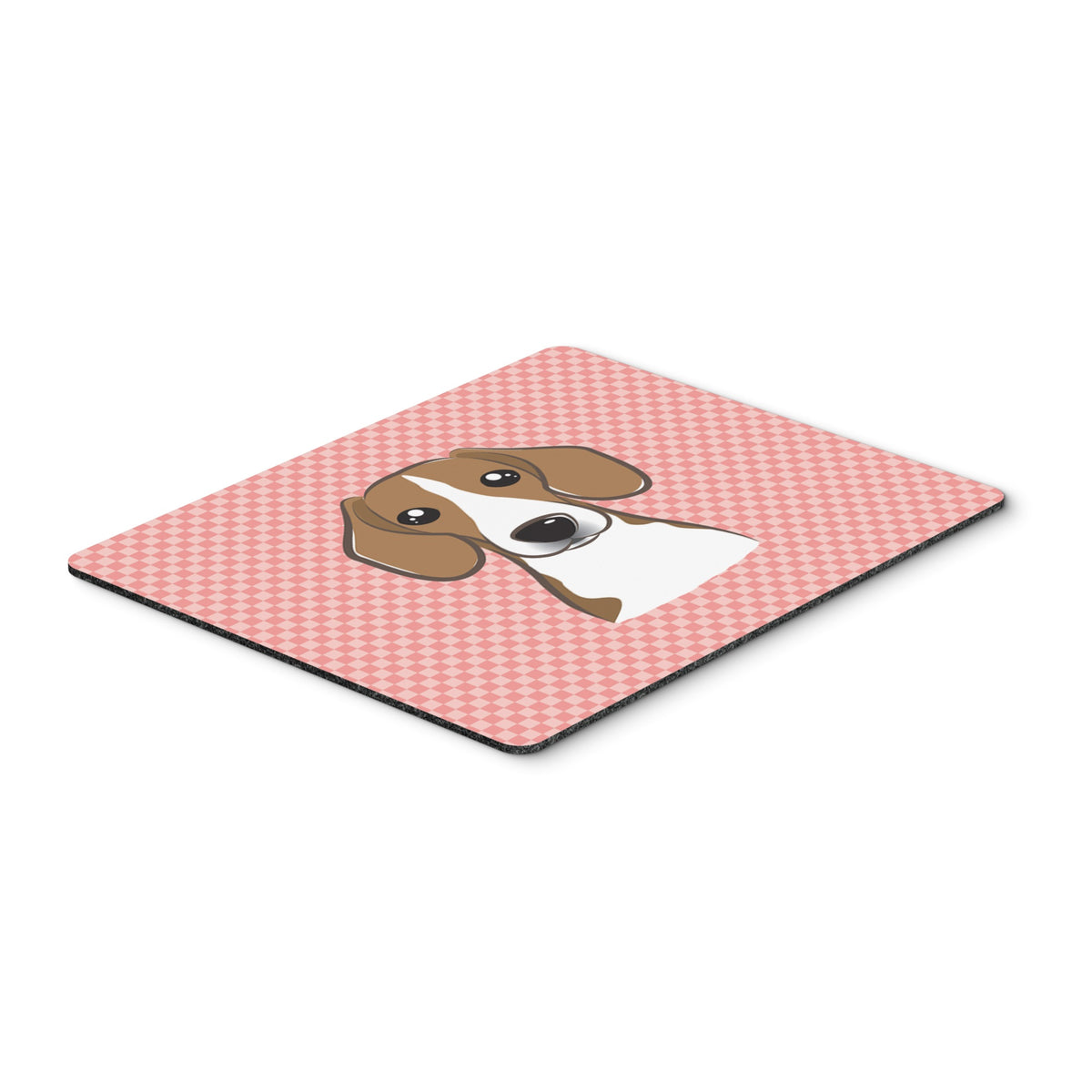 Checkerboard Pink Beagle Mouse Pad, Hot Pad Or Trivet