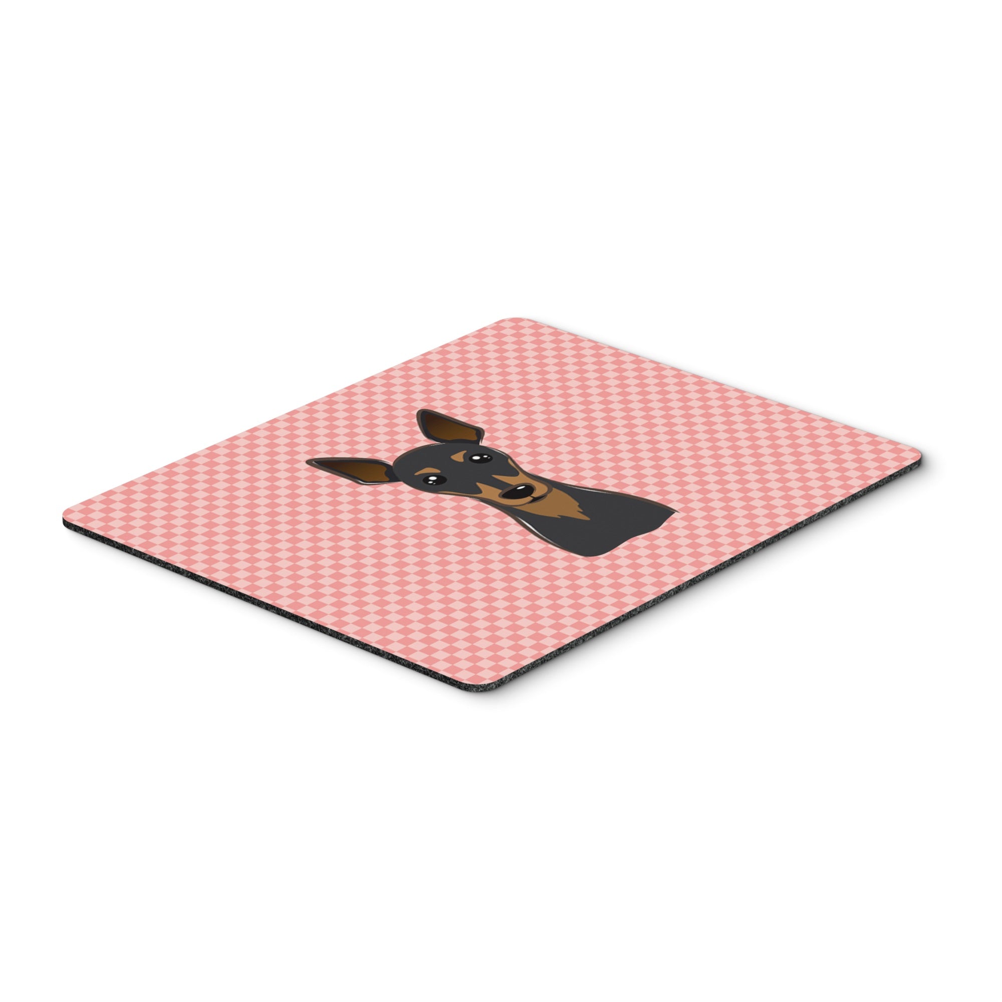 Checkerboard Pink Min Pin Mouse Pad, Hot Pad Or Trivet