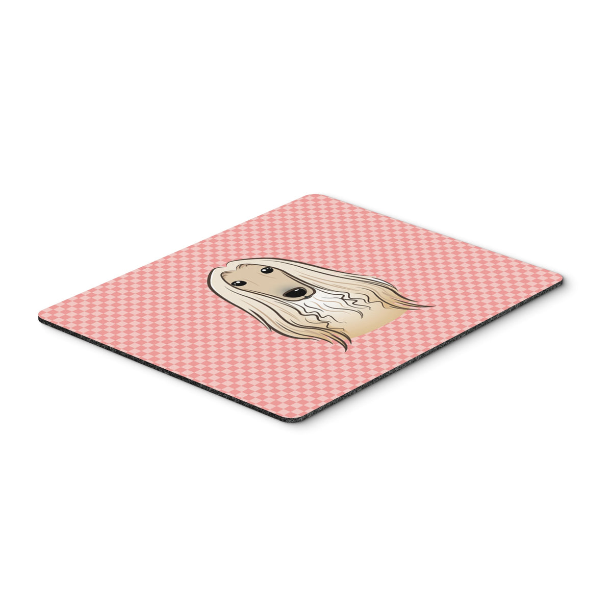 Checkerboard Pink Afghan Hound Mouse Pad, Hot Pad Or Trivet