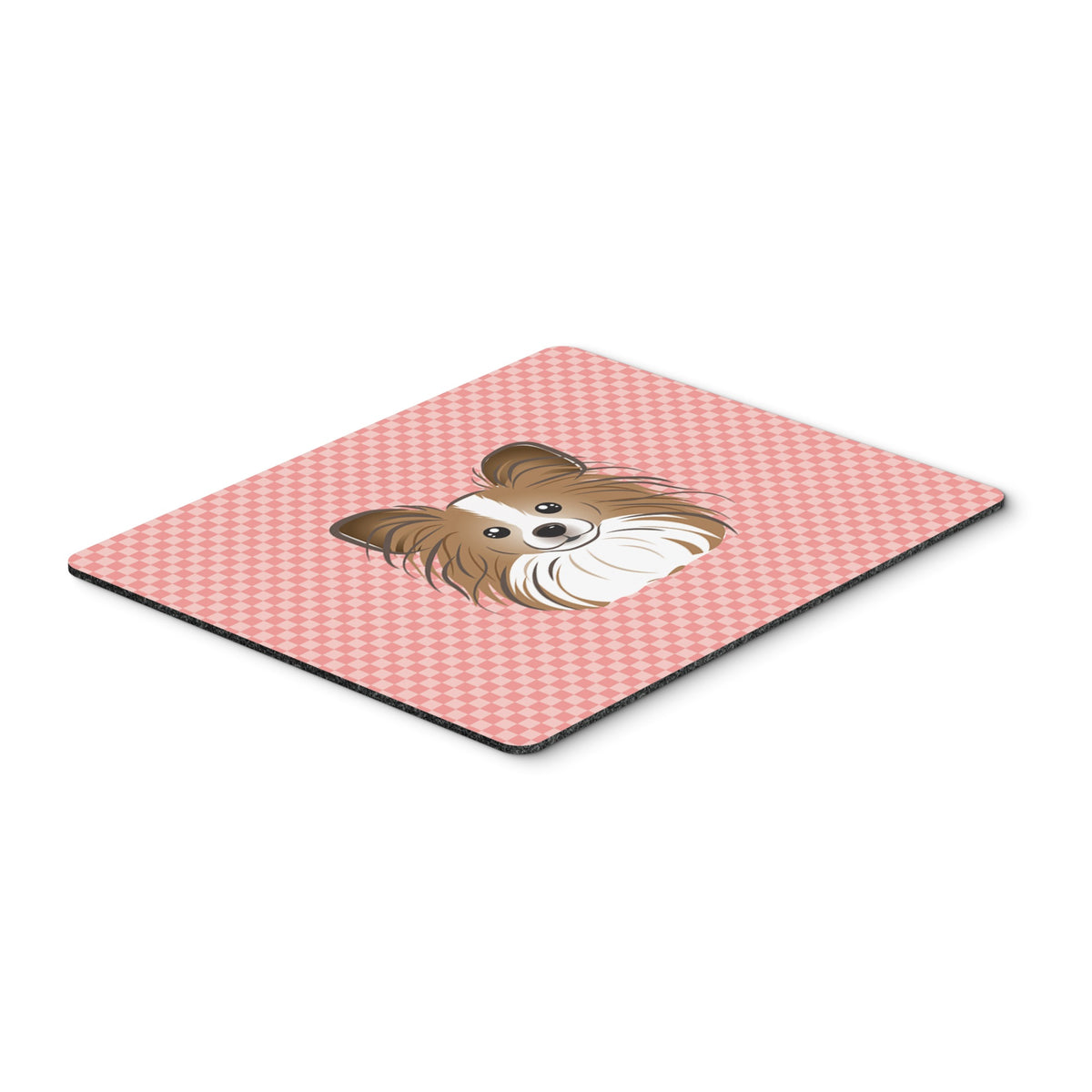 Checkerboard Pink Papillon Mouse Pad, Hot Pad Or Trivet