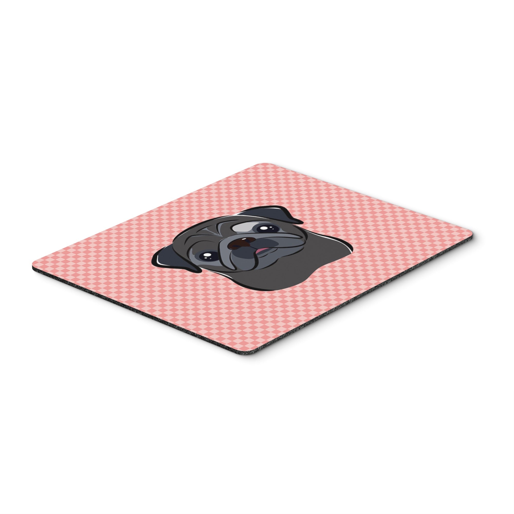 Checkerboard Pink Black Pug Mouse Pad, Hot Pad Or Trivet