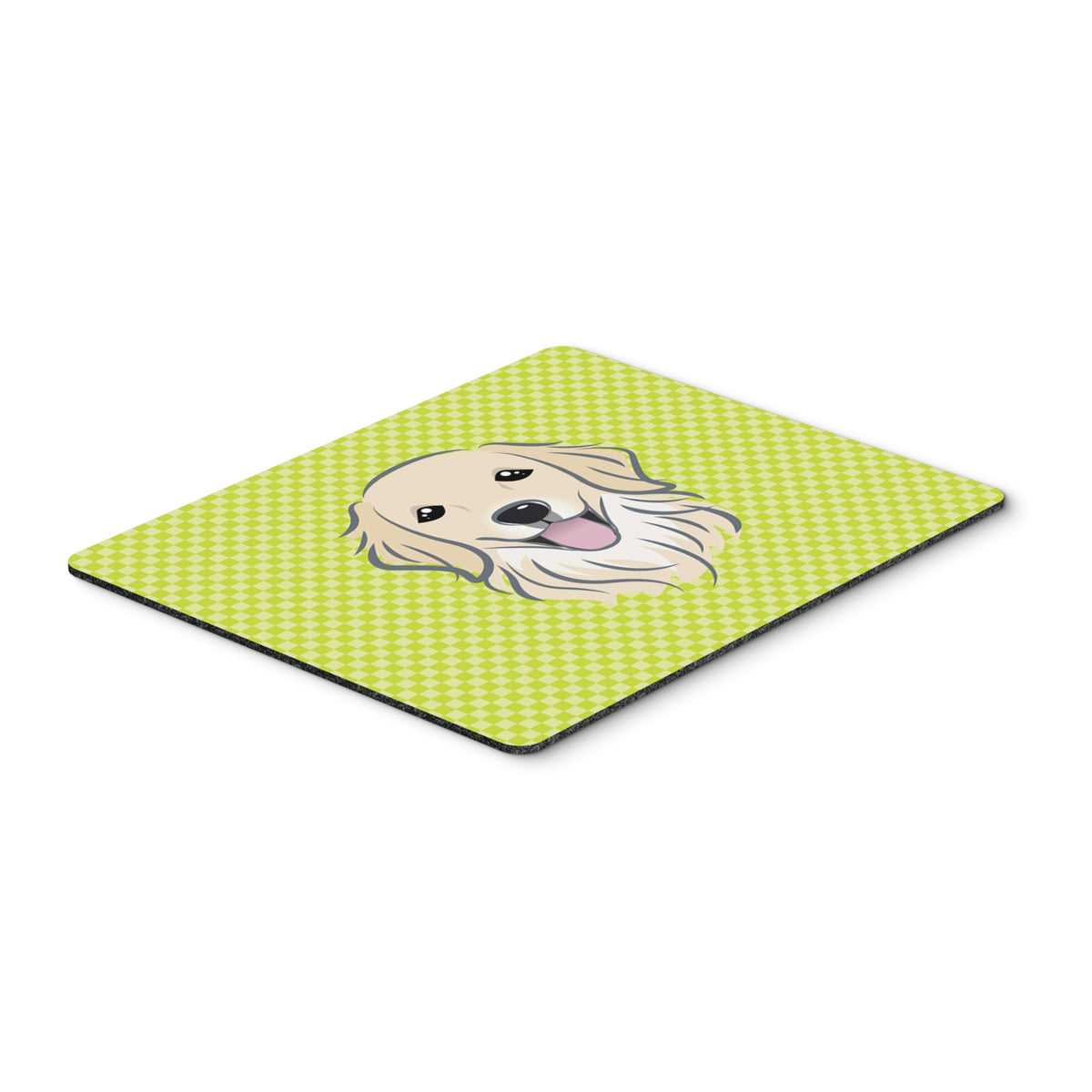 Checkerboard Lime Green Golden Retriever Mouse Pad, Hot Pad Or Trivet