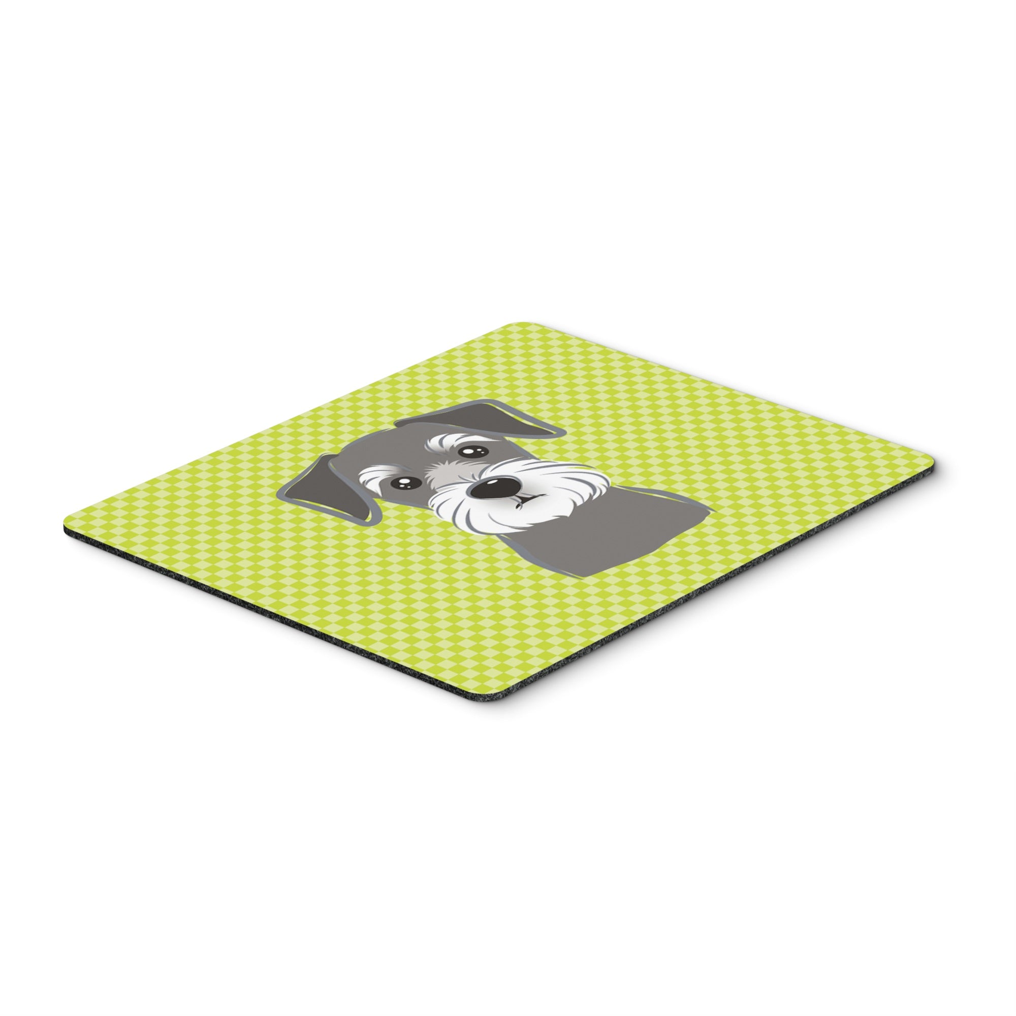 Checkerboard Lime Green Schnauzer Mouse Pad, Hot Pad Or Trivet