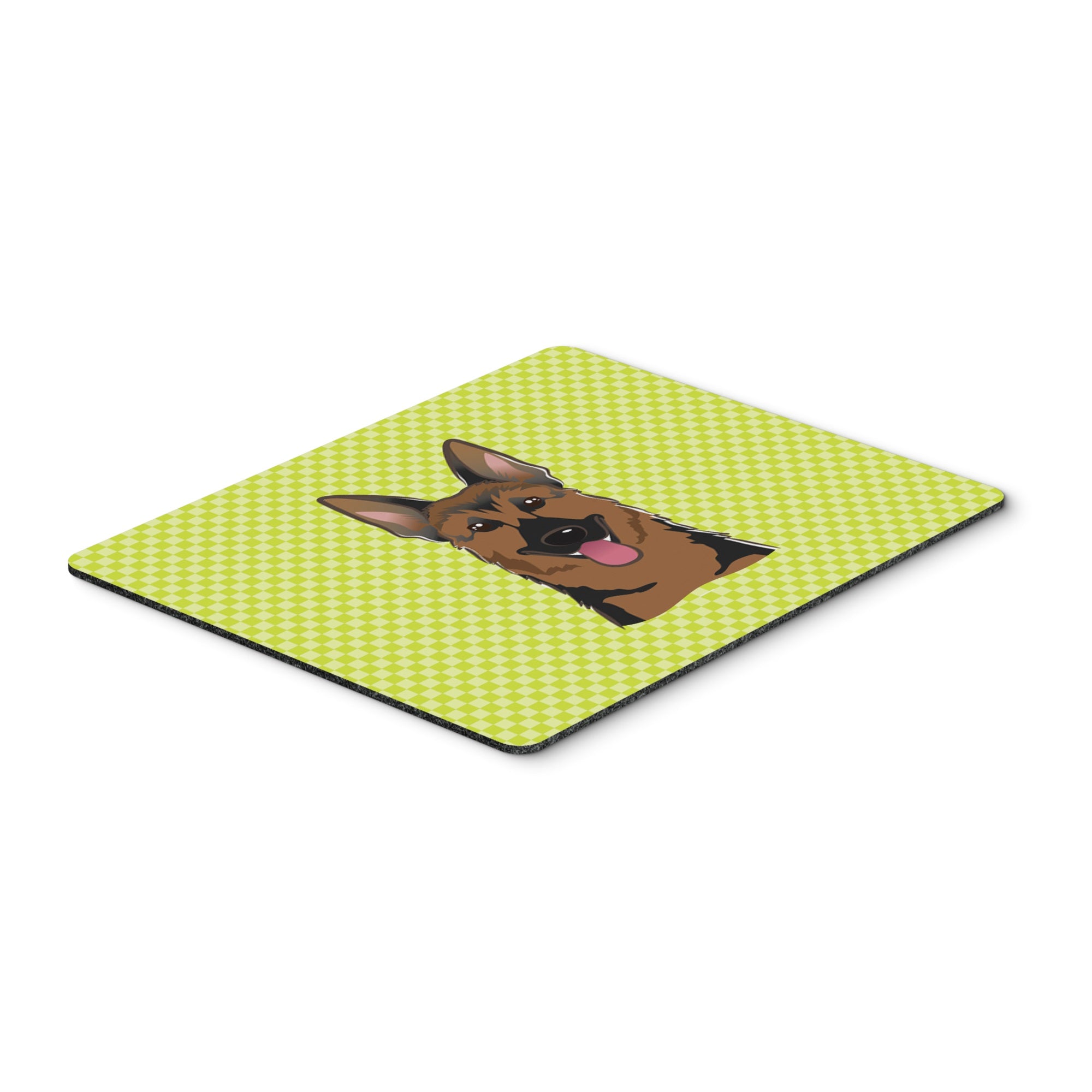 Checkerboard Lime Green German Shepherd Mouse Pad, Hot Pad Or Trivet