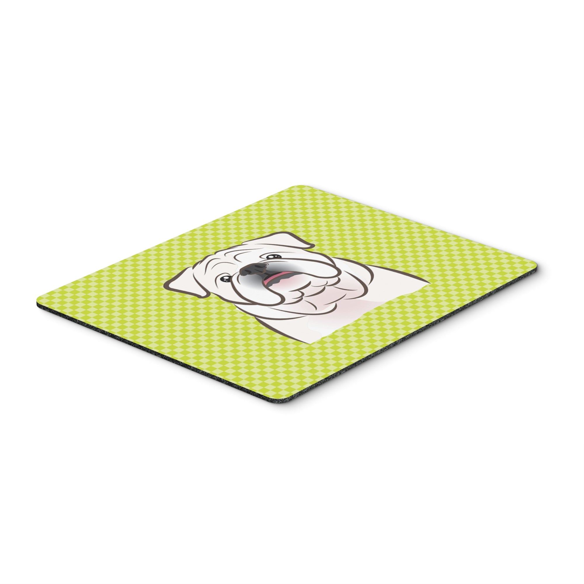 Checkerboard Lime Green White English Bulldog  Mouse Pad, Hot Pad Or Trivet