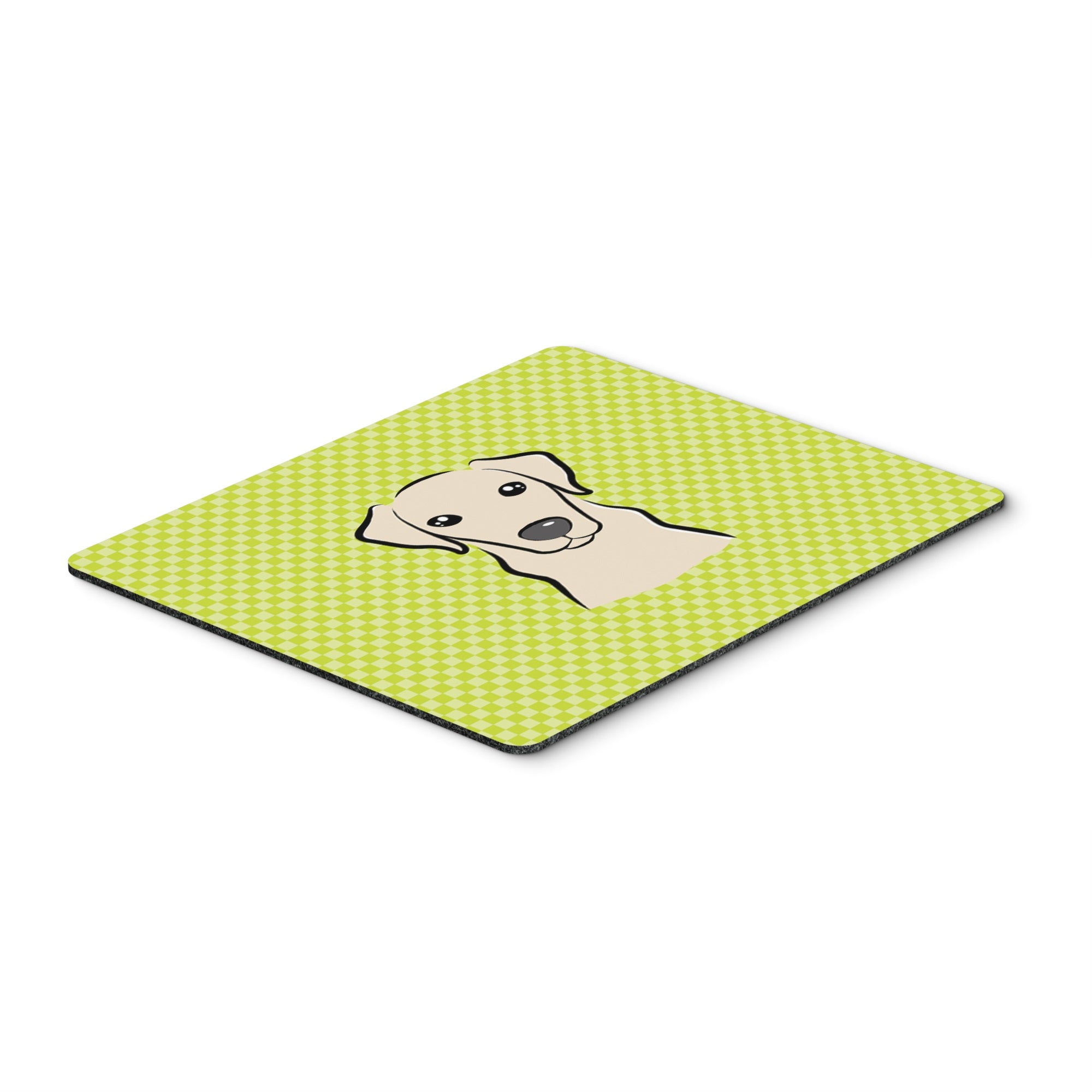 Checkerboard Lime Green Yellow Labrador Mouse Pad, Hot Pad Or Trivet