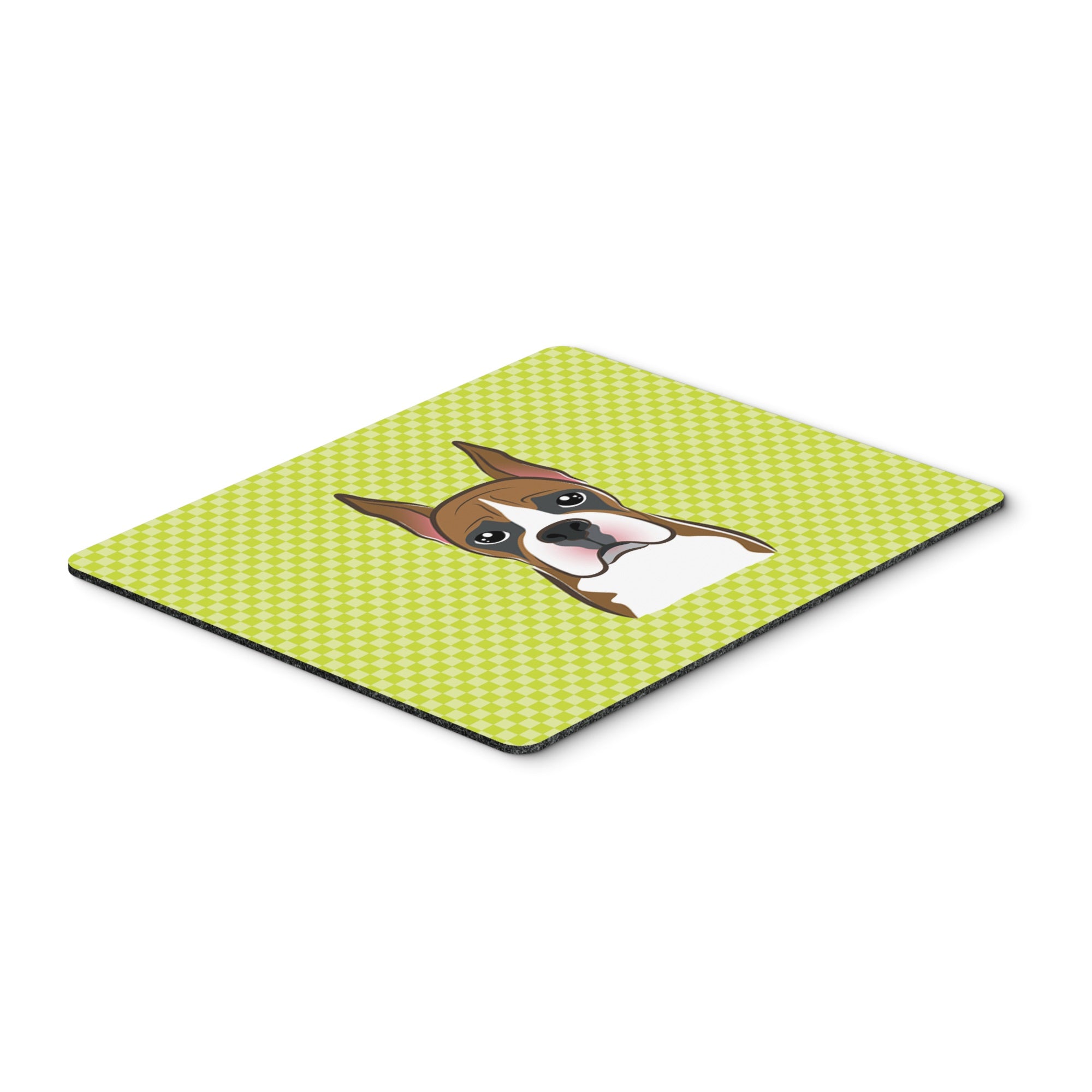 Checkerboard Lime Green Boxer Mouse Pad, Hot Pad Or Trivet