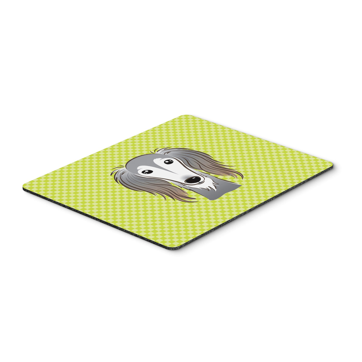 Checkerboard Lime Green Saluki Mouse Pad, Hot Pad Or Trivet