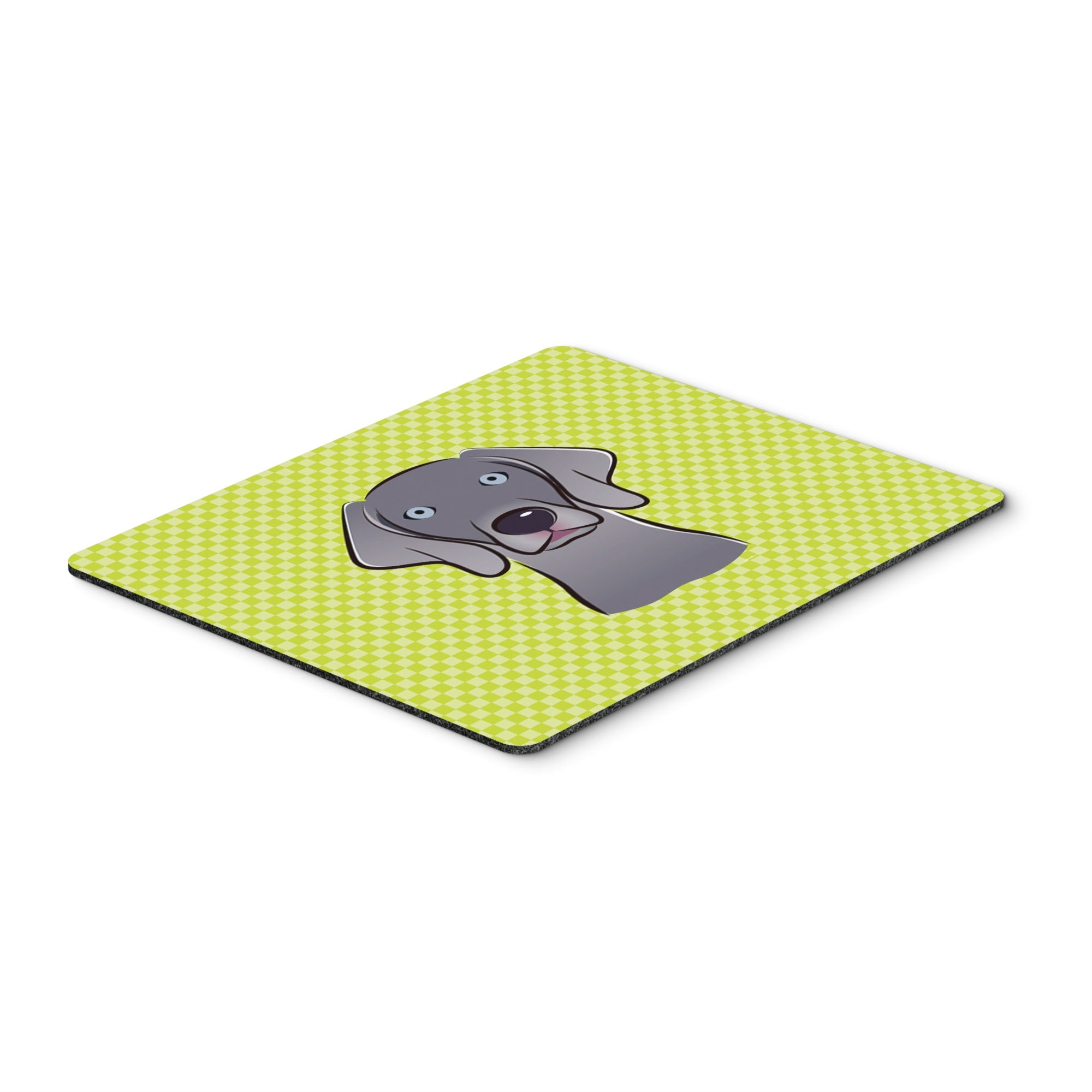 Checkerboard Lime Green Weimaraner Mouse Pad, Hot Pad Or Trivet