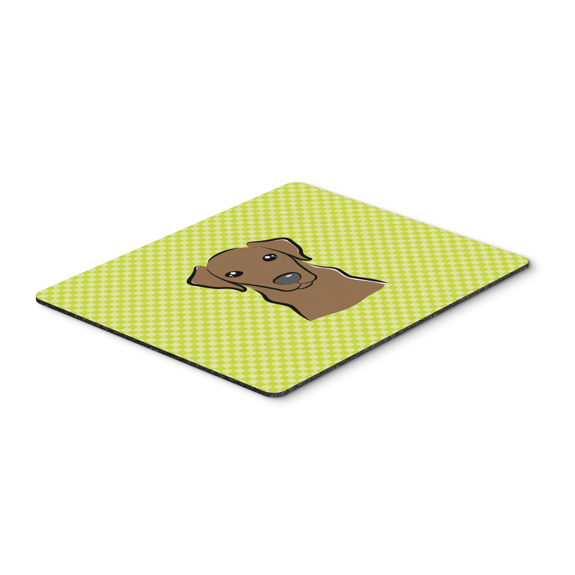 Checkerboard Lime Green Chocolate Labrador Mouse Pad, Hot Pad Or Trivet