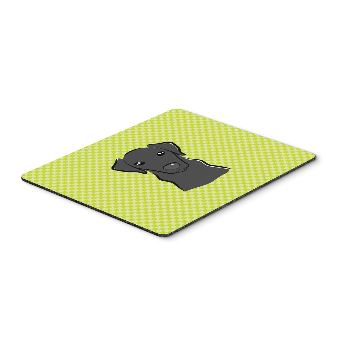 Checkerboard Lime Green Black Labrador Mouse Pad, Hot Pad Or Trivet
