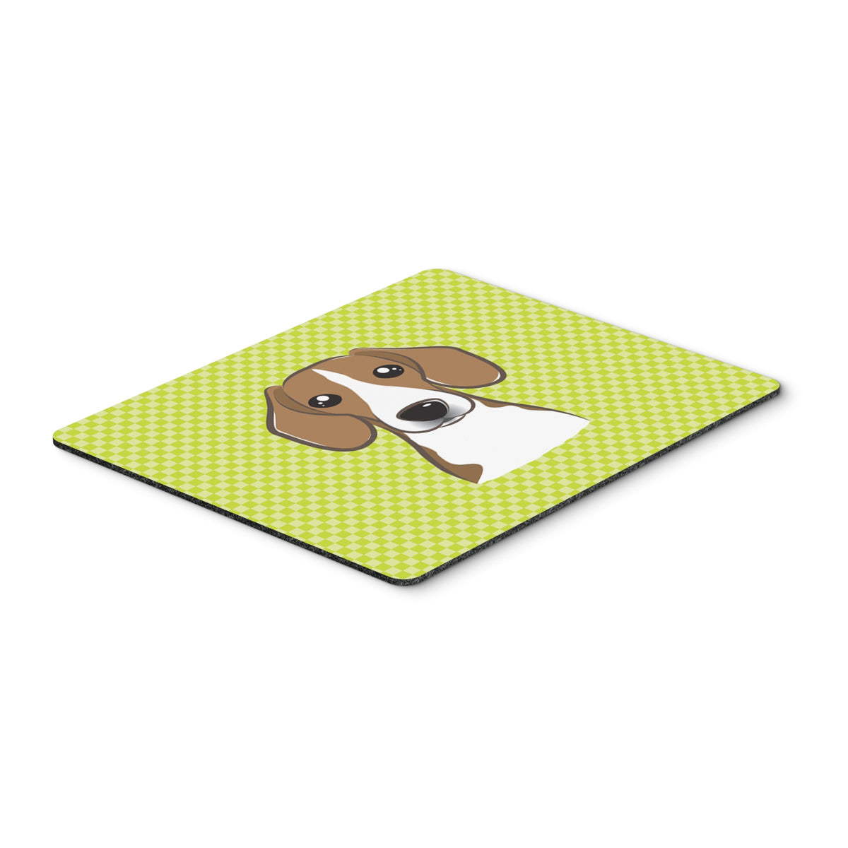 Checkerboard Lime Green Beagle Mouse Pad, Hot Pad Or Trivet