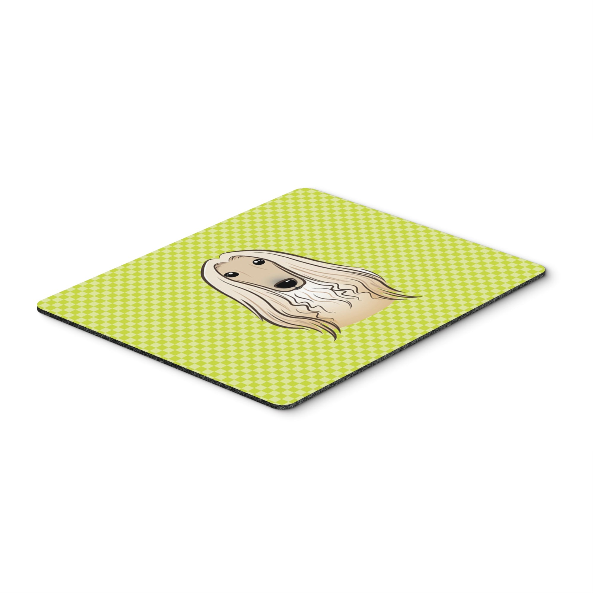 Checkerboard Lime Green Afghan Hound Mouse Pad, Hot Pad Or Trivet