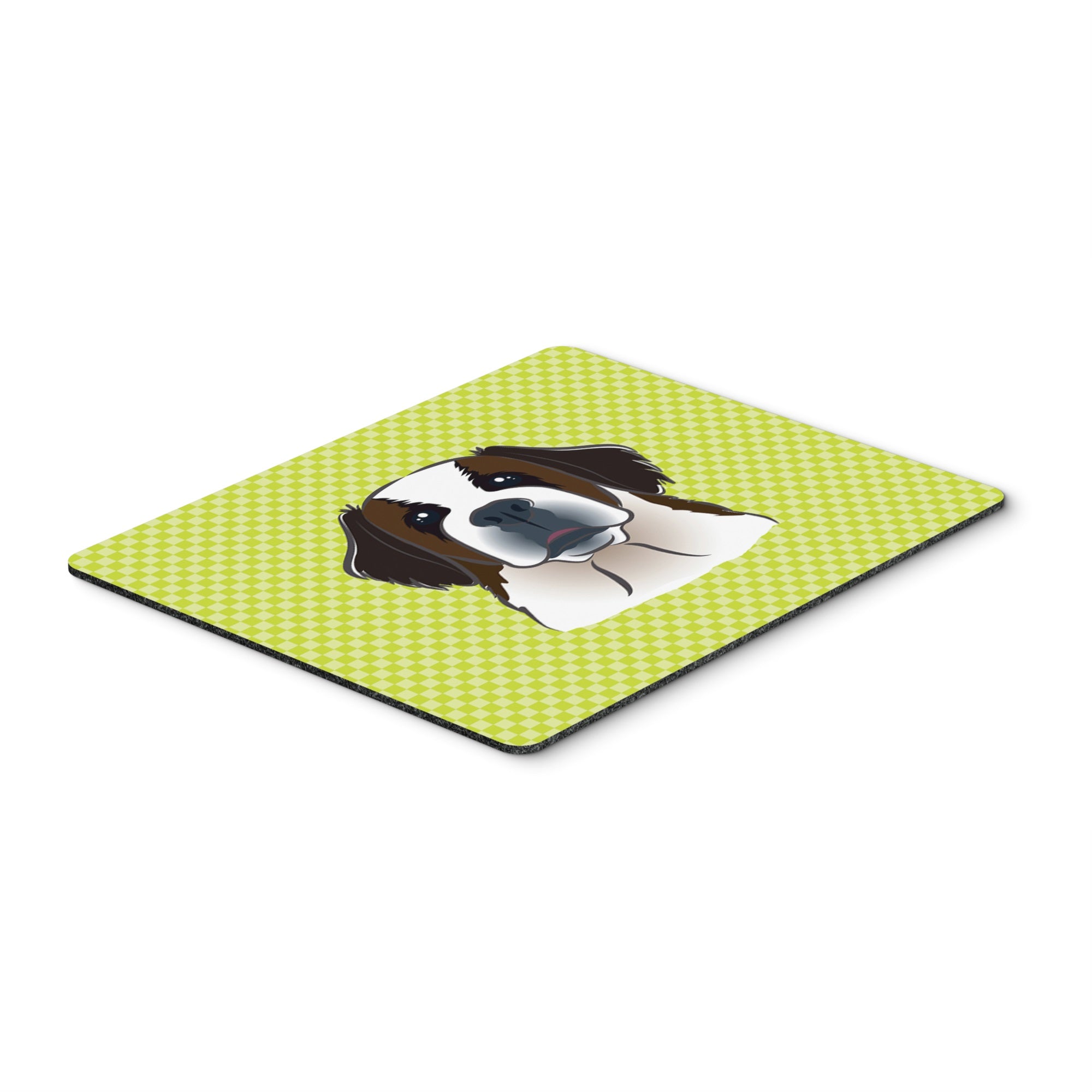 Checkerboard Lime Green Saint Bernard Mouse Pad, Hot Pad Or Trivet