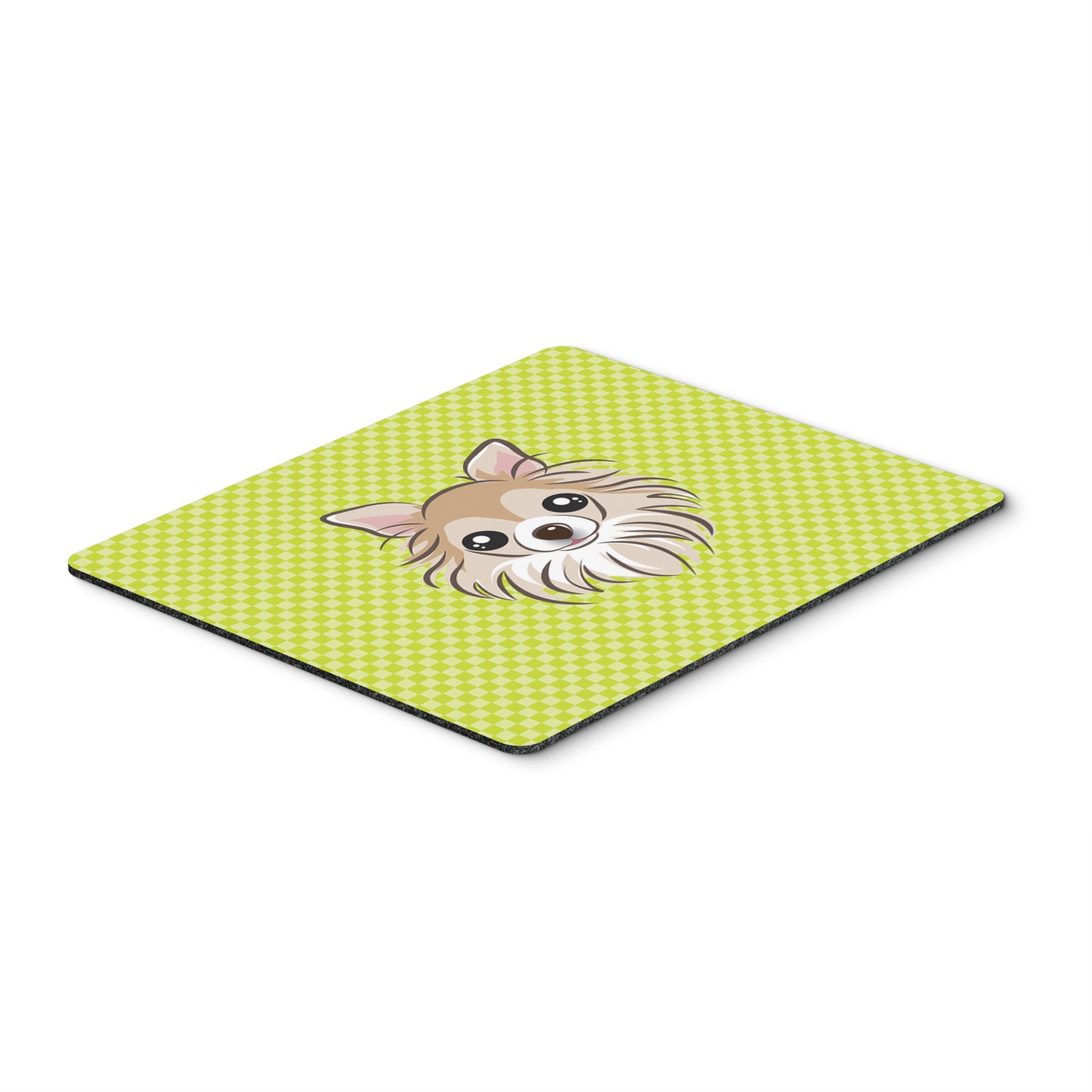 Checkerboard Lime Green Chihuahua Mouse Pad, Hot Pad Or Trivet