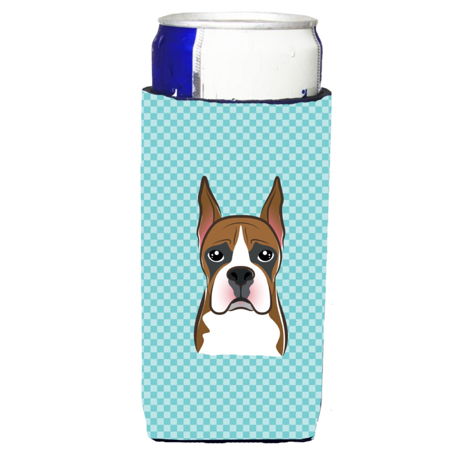 Checkerboard Blue Boxer Ultra Hugger For Slim Cans