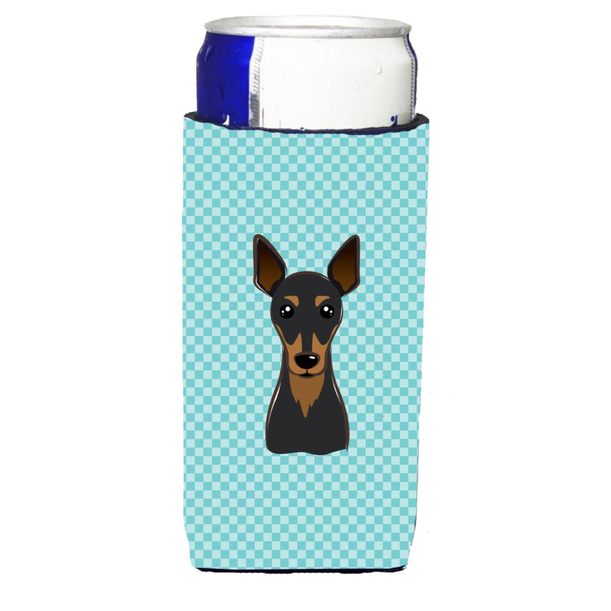 Checkerboard Blue Min Pin Ultra Hugger For Slim Cans