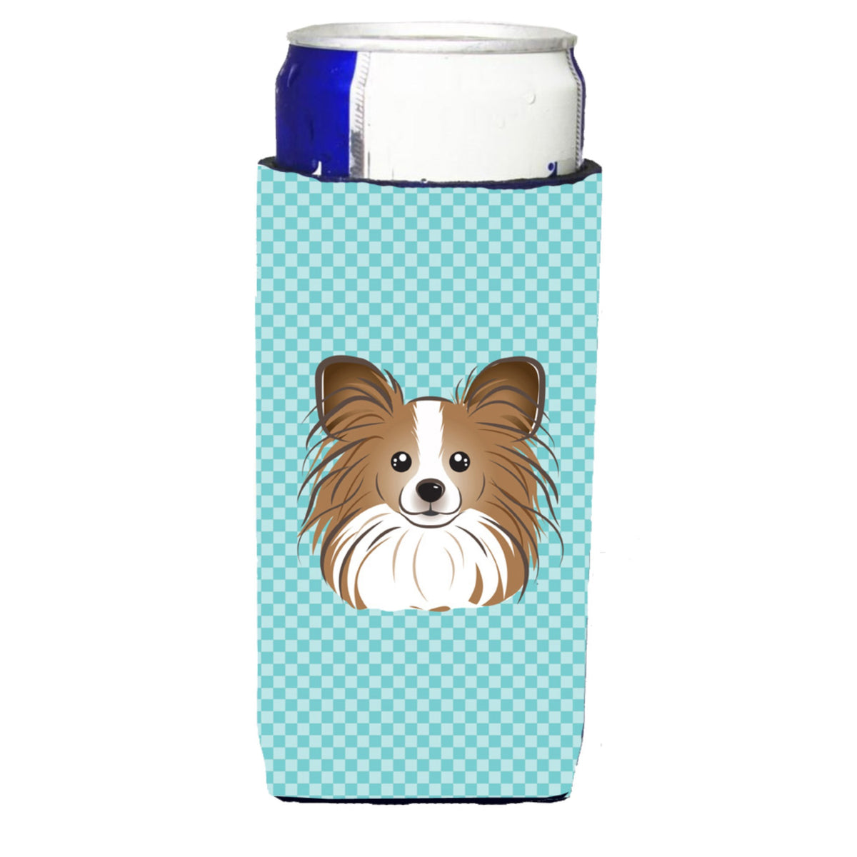 Checkerboard Blue Papillon Ultra Hugger For Slim Cans