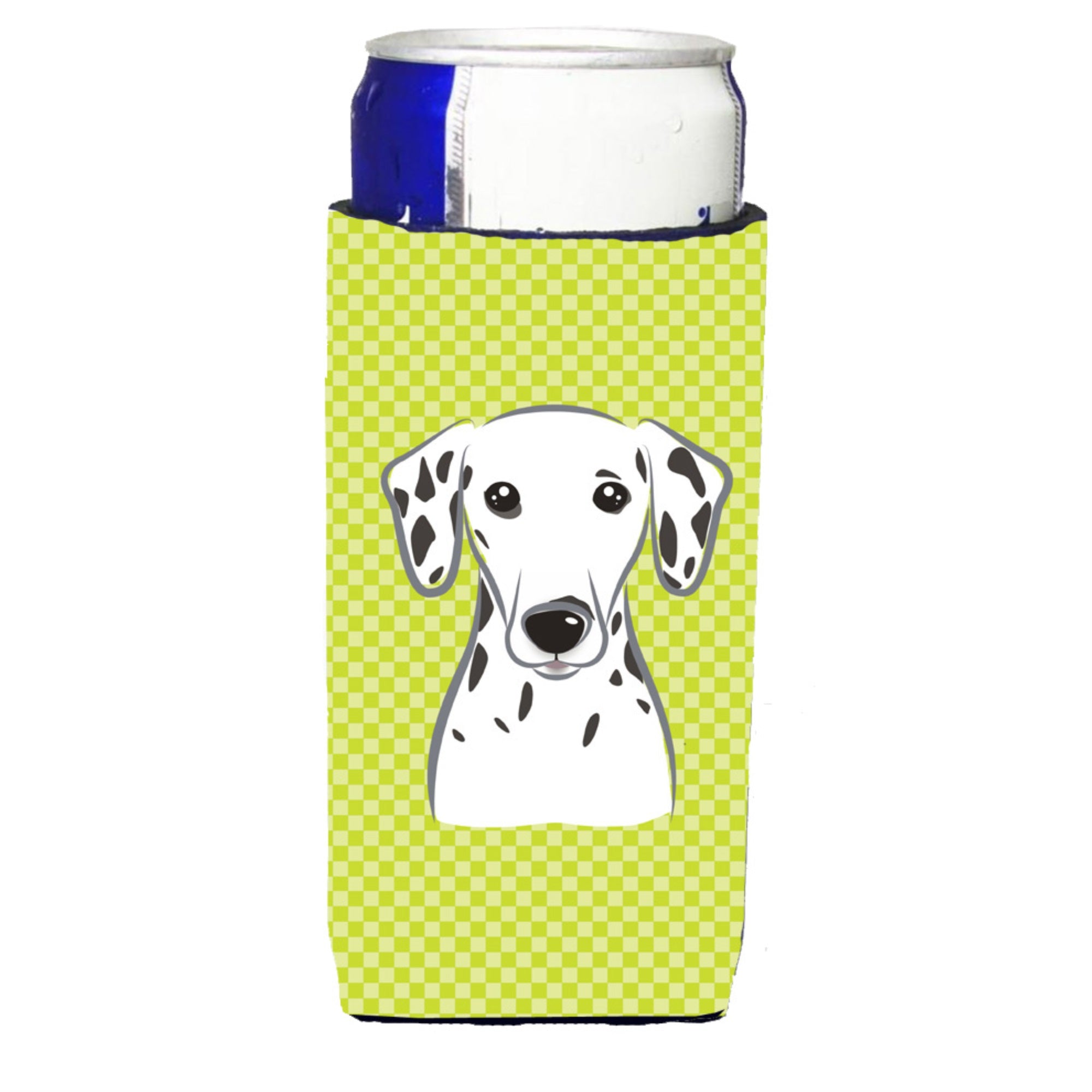 Checkerboard Lime Green Dalmatian Ultra Hugger For Slim Cans