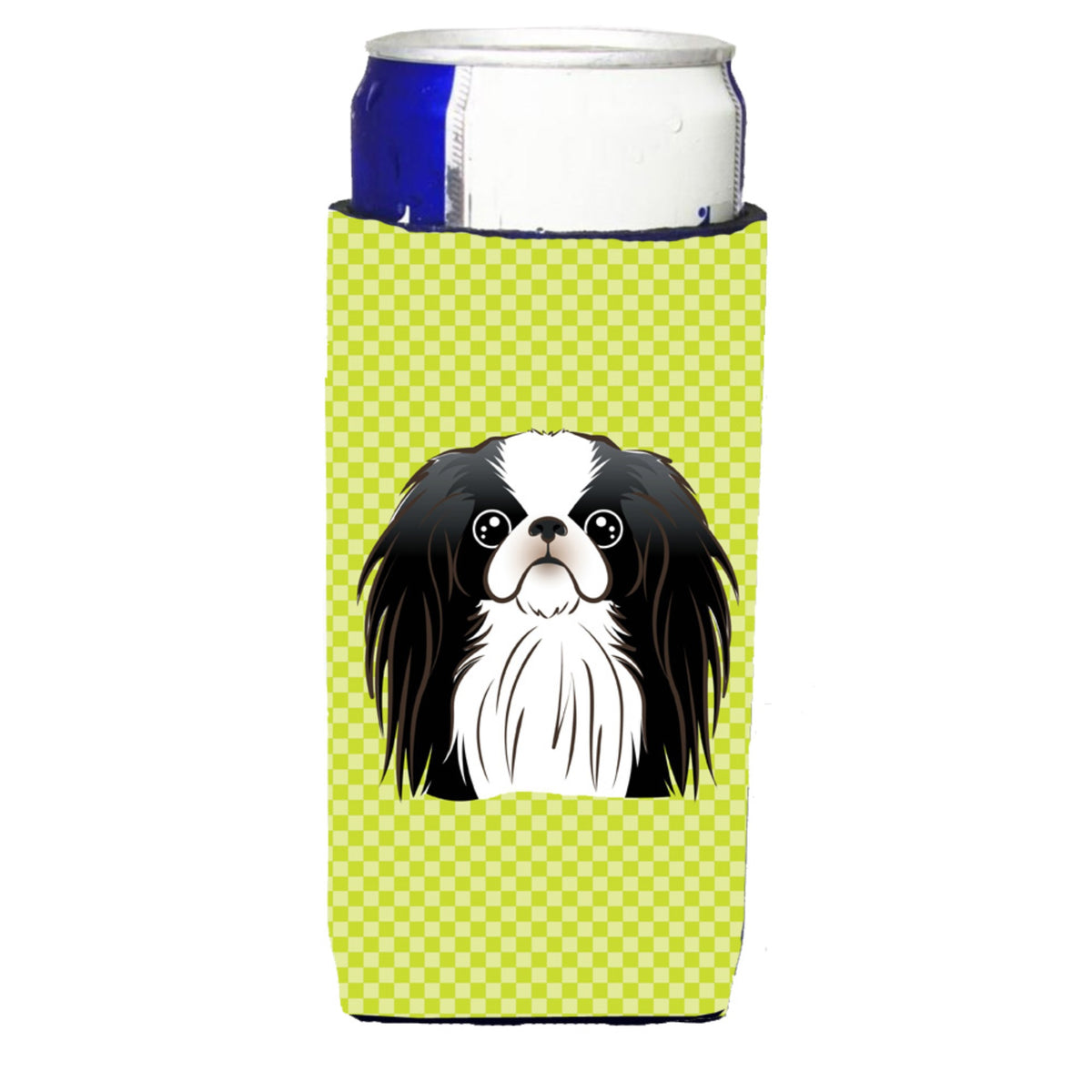 Checkerboard Lime Green Japanese Chin Ultra Hugger For Slim Cans