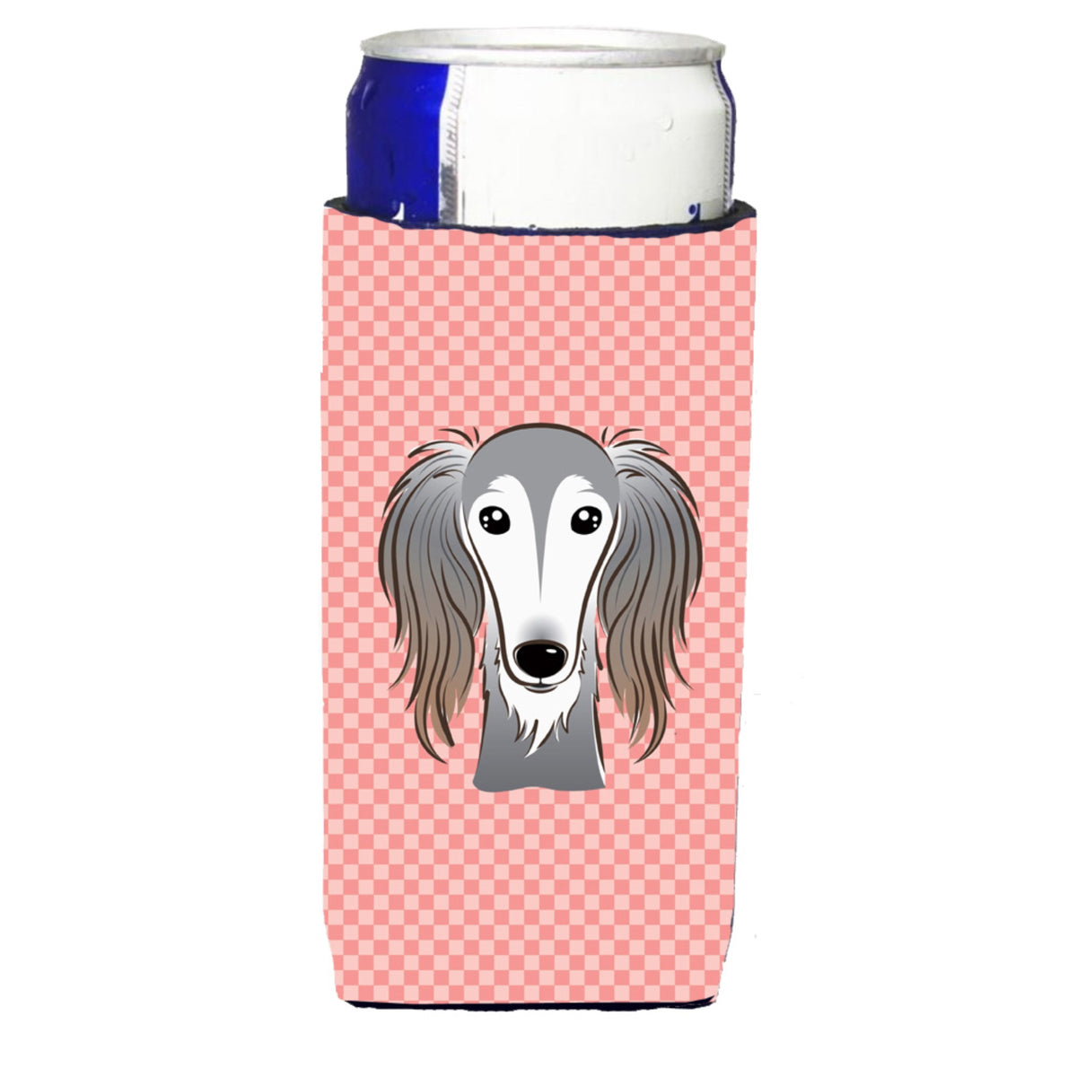 Checkerboard Pink Saluki Ultra Hugger For Slim Cans