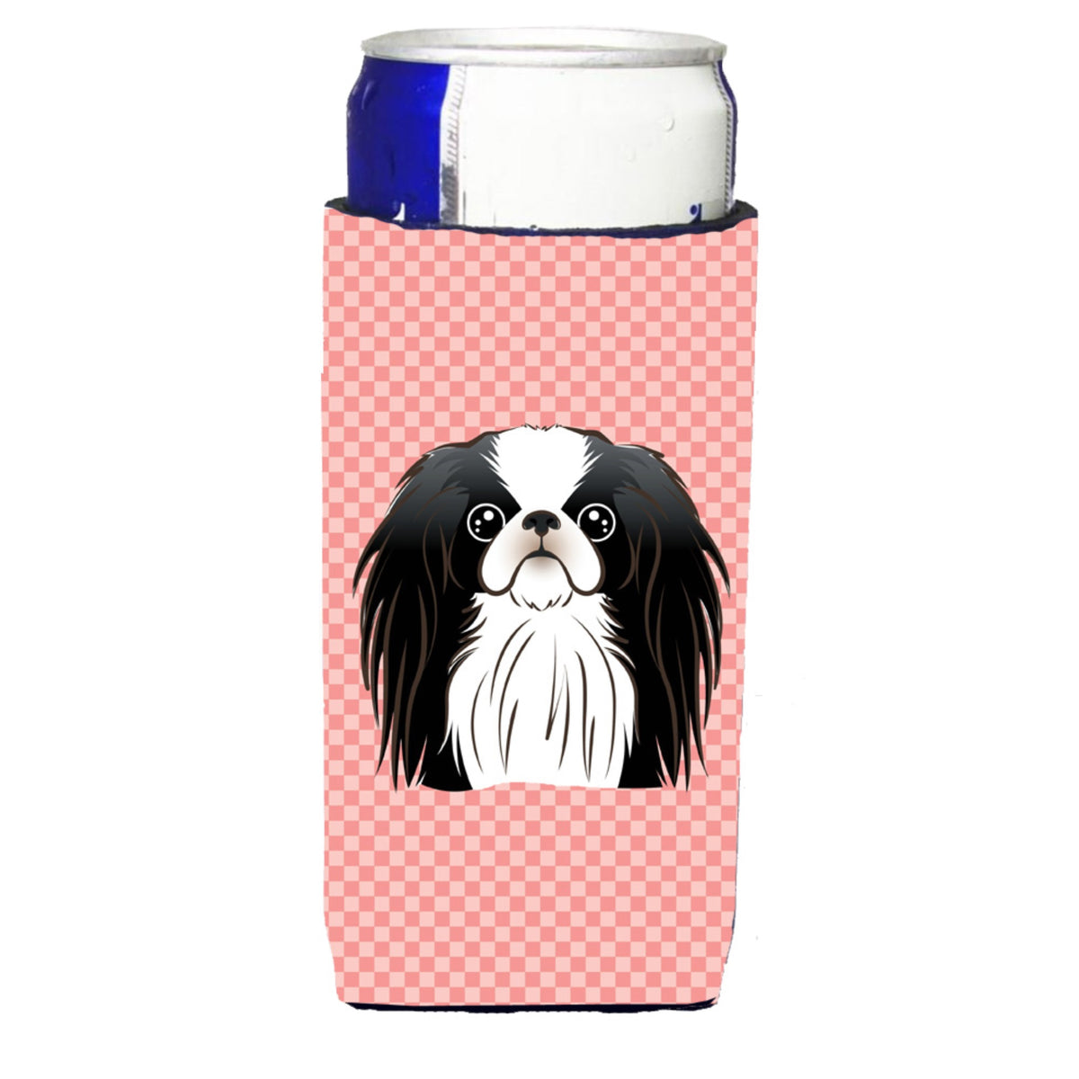Checkerboard Pink Japanese Chin Ultra Hugger For Slim Cans