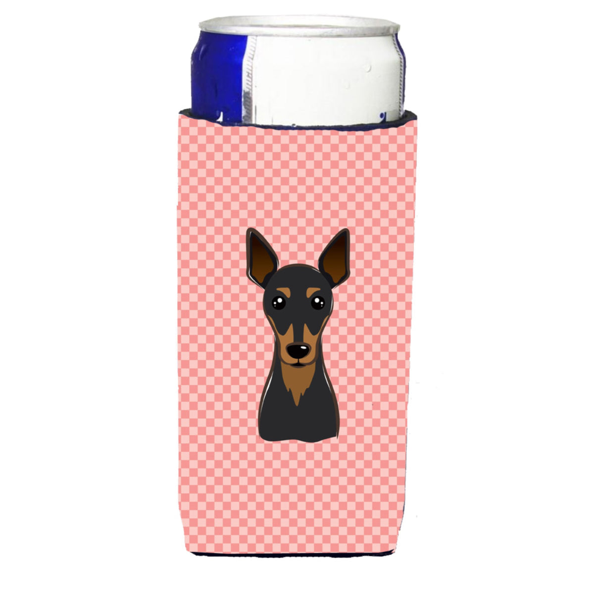 Checkerboard Pink Min Pin Ultra Hugger For Slim Cans