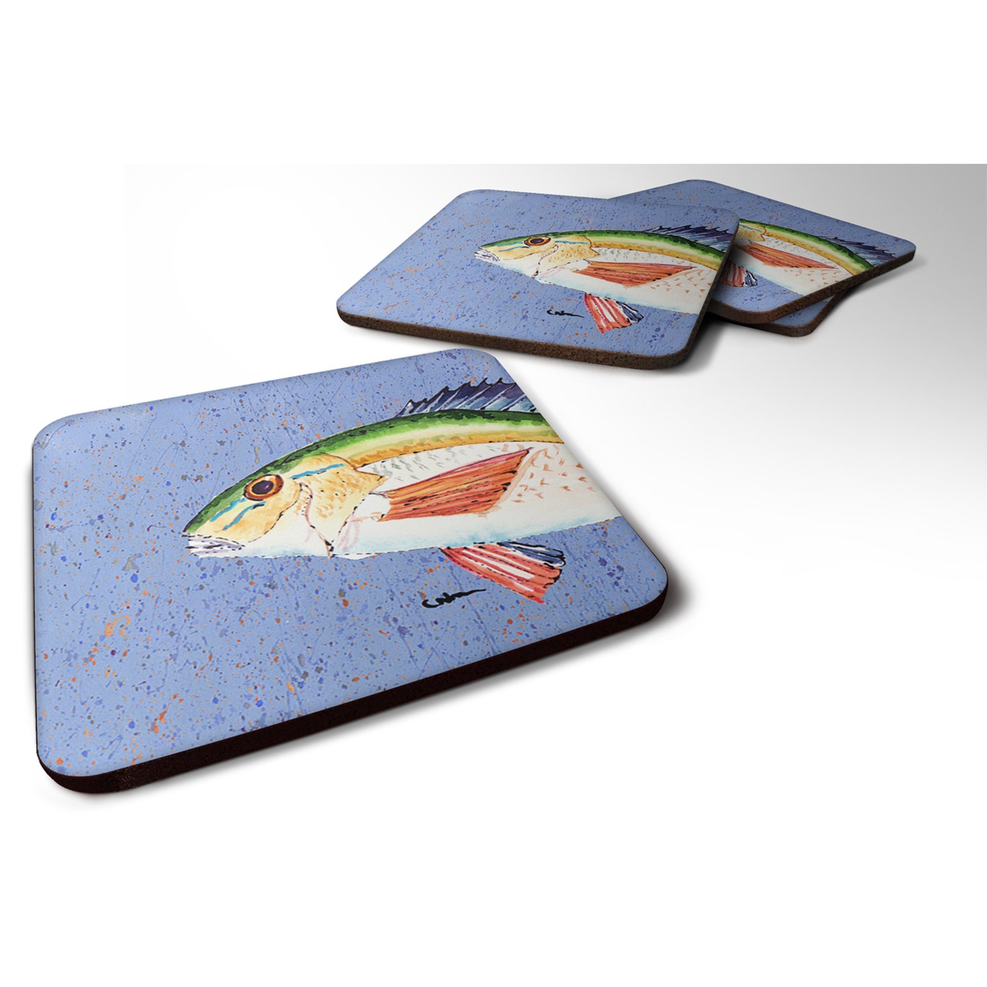 Rainbow Trout On Blue Foam Coaster Set Of 4