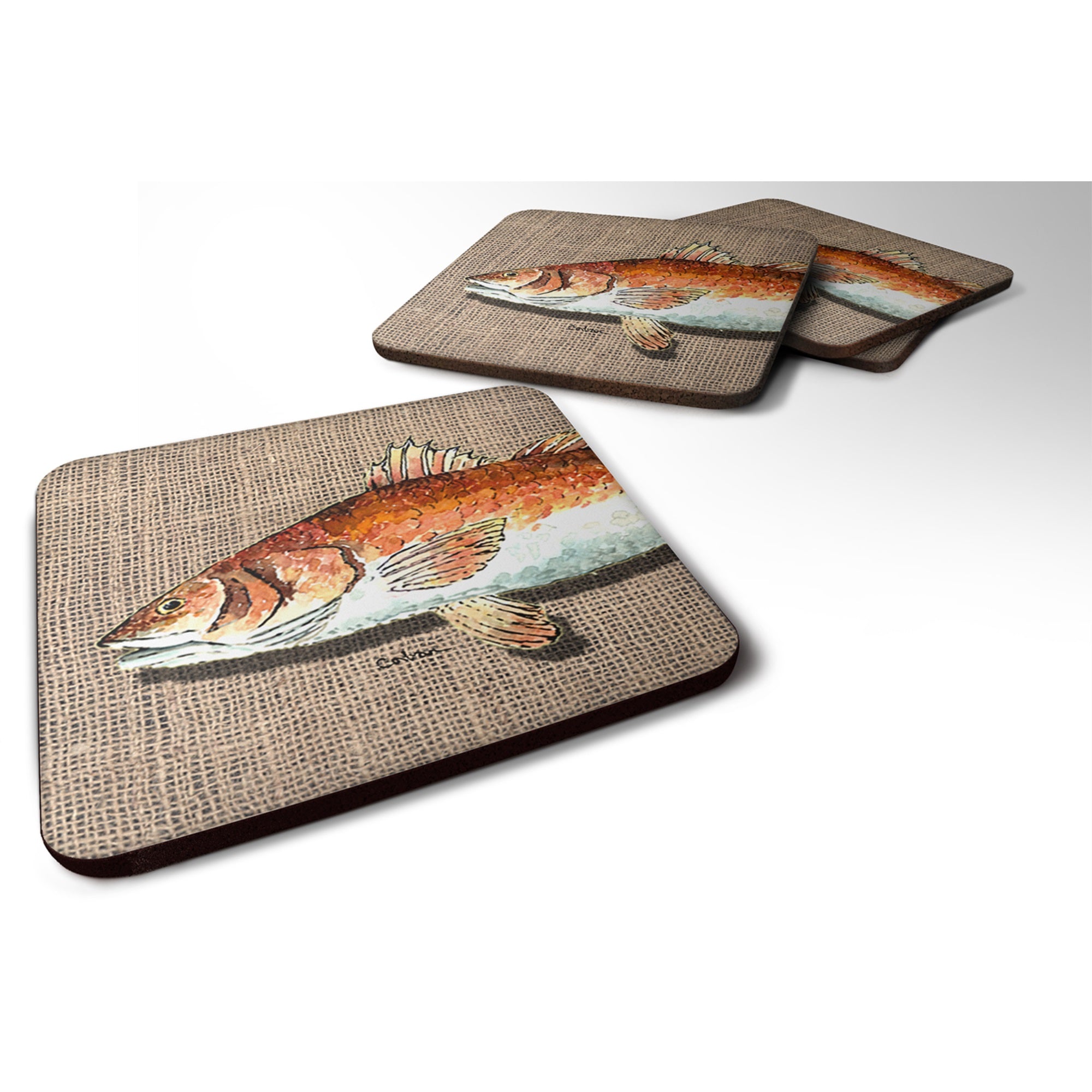 Red Fish Foam Coaster Set Of 4