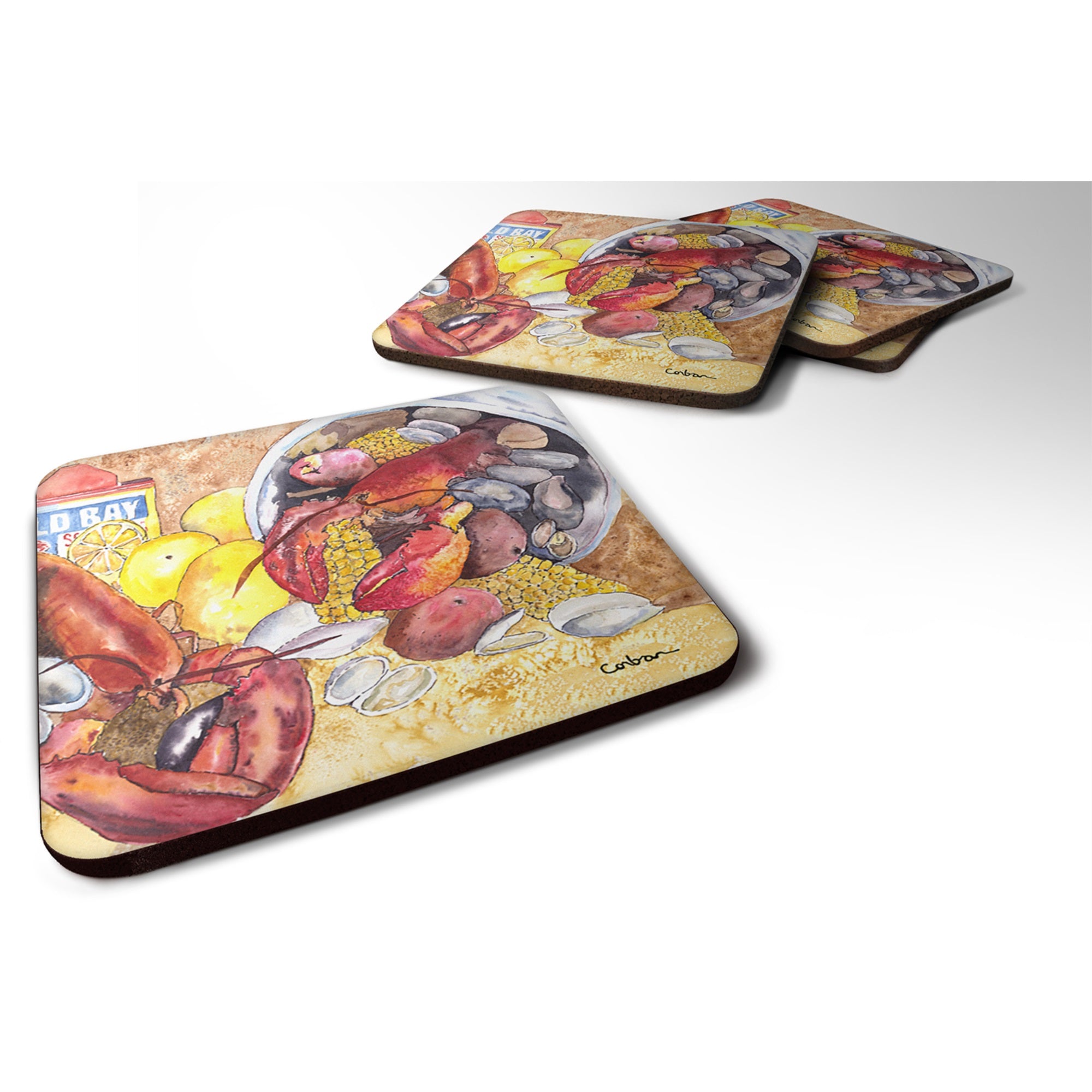 Lobster With Old Bay Foam Coaster Set Of 4