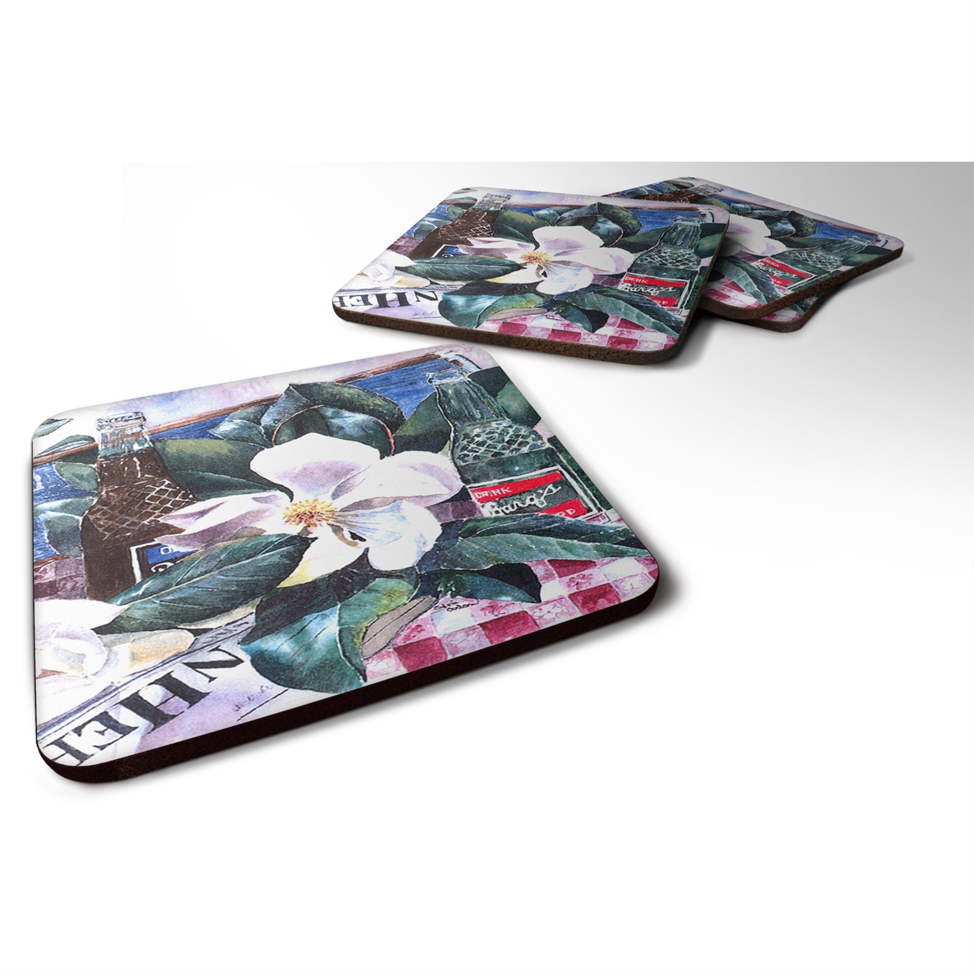 Barq'S And Magnolia Foam Coaster Set Of 4
