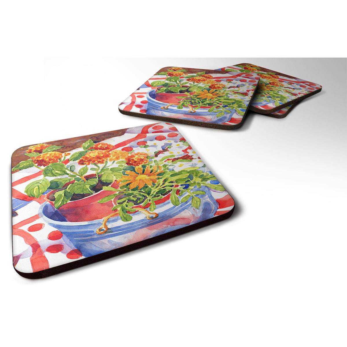 Flowers With A Side Of Lemons Foam Coaster Set Of 4
