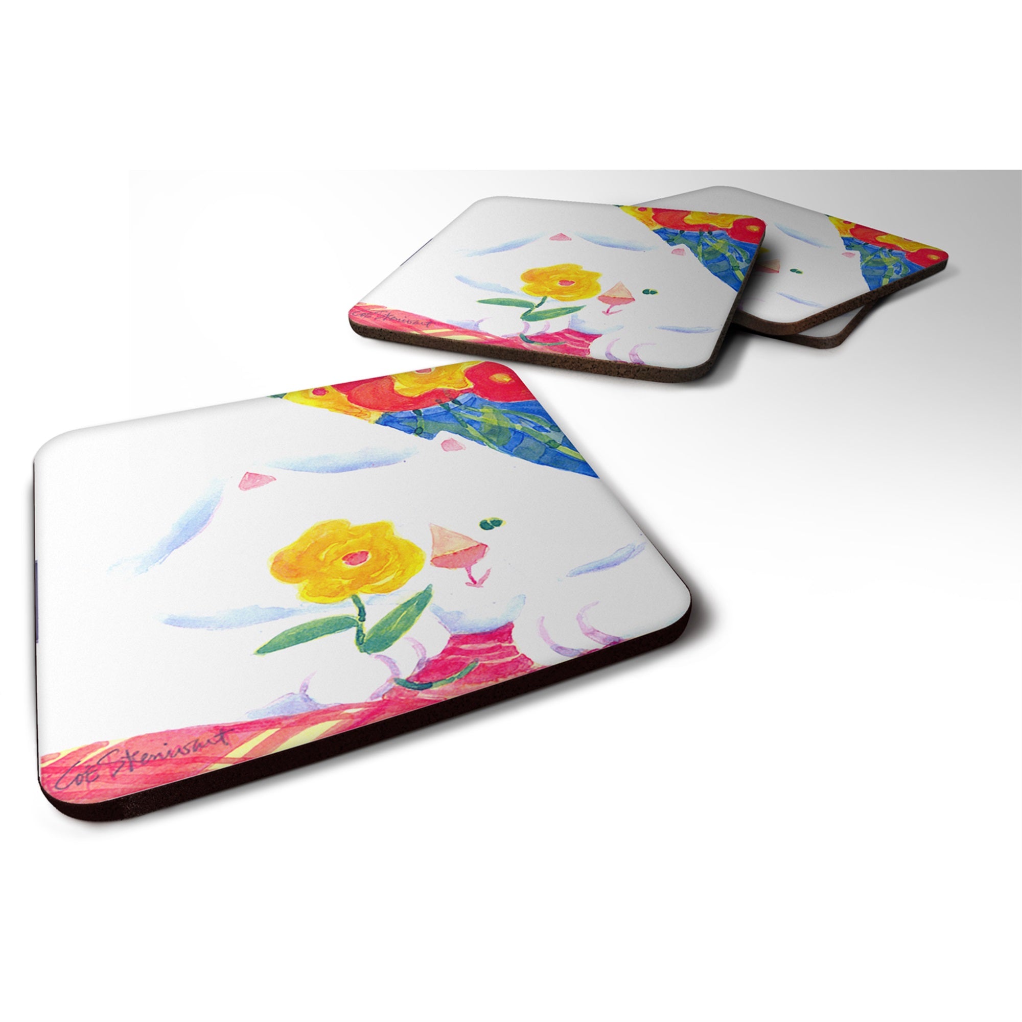 Big White Cat Foam Coaster Set Of 4