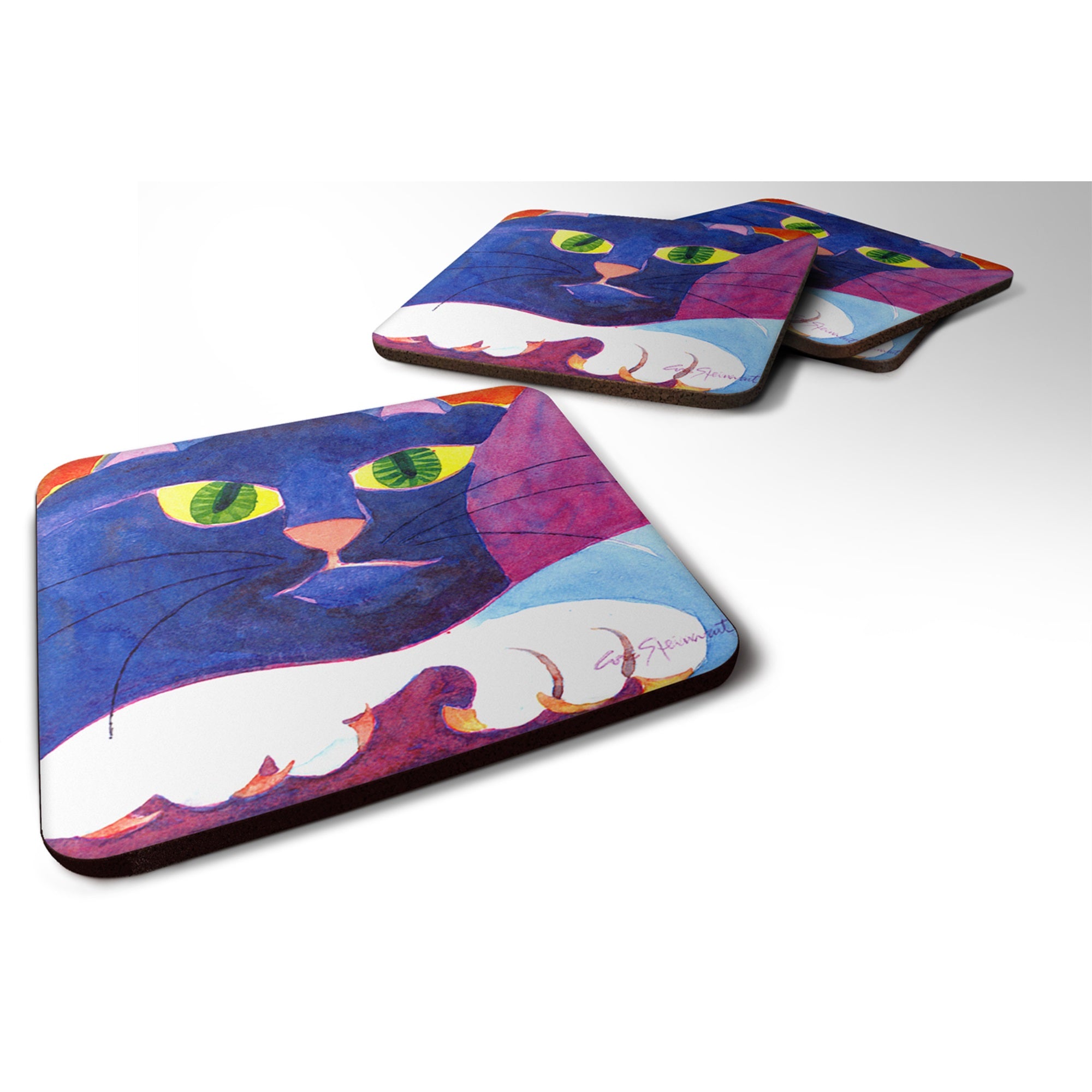 Big Blue Cat Foam Coaster Set Of 4