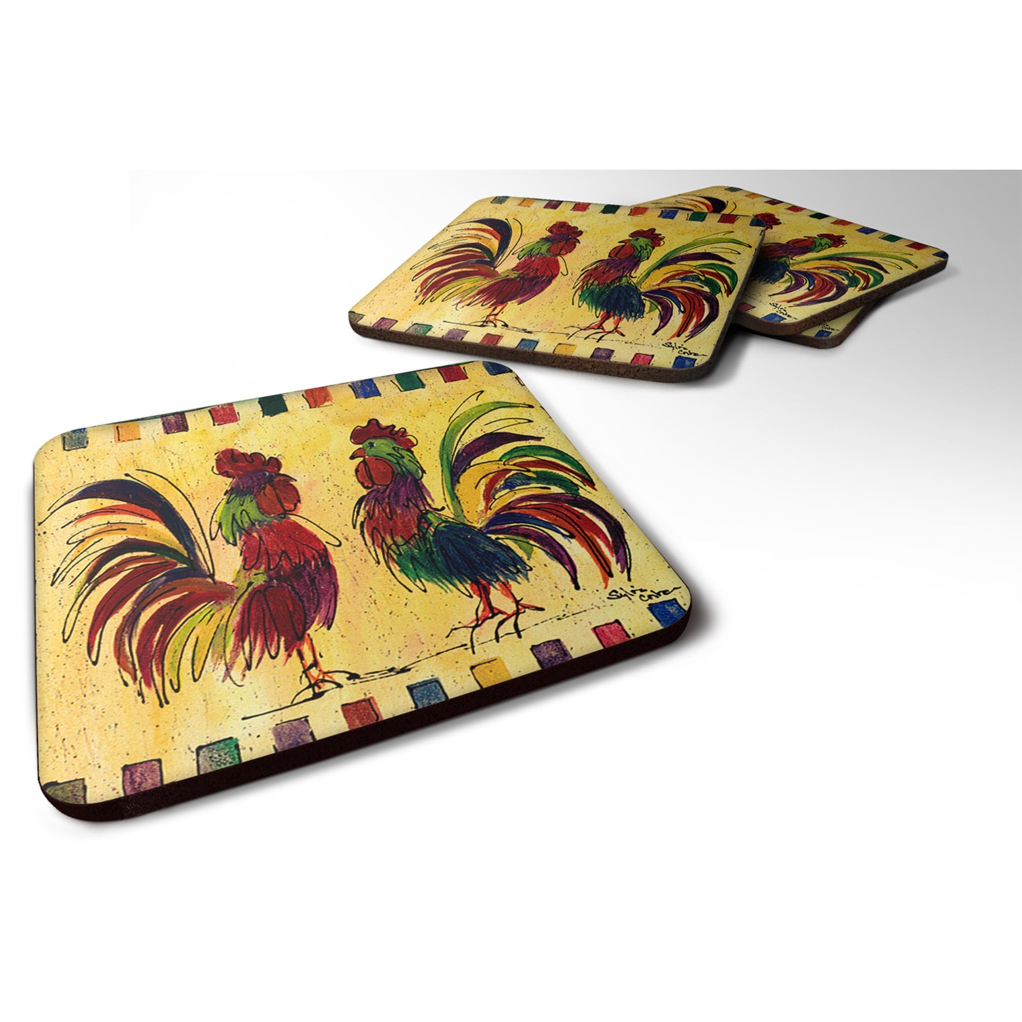 Bird - Rooster Foam Coaster Set Of 4