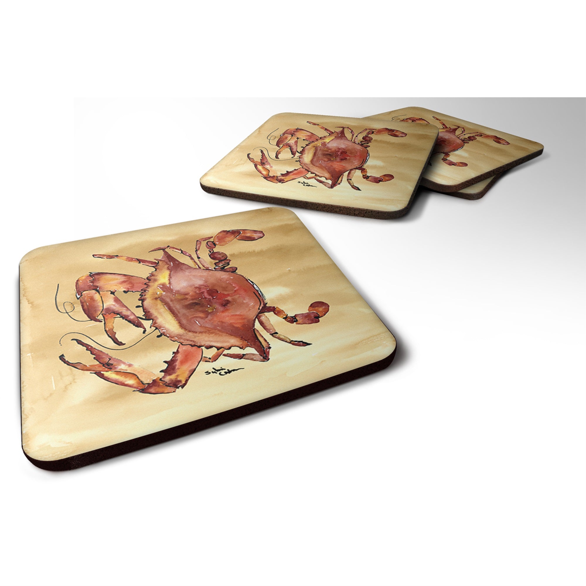 Cooked Crab Sandy Beach Foam Coaster Set Of 4